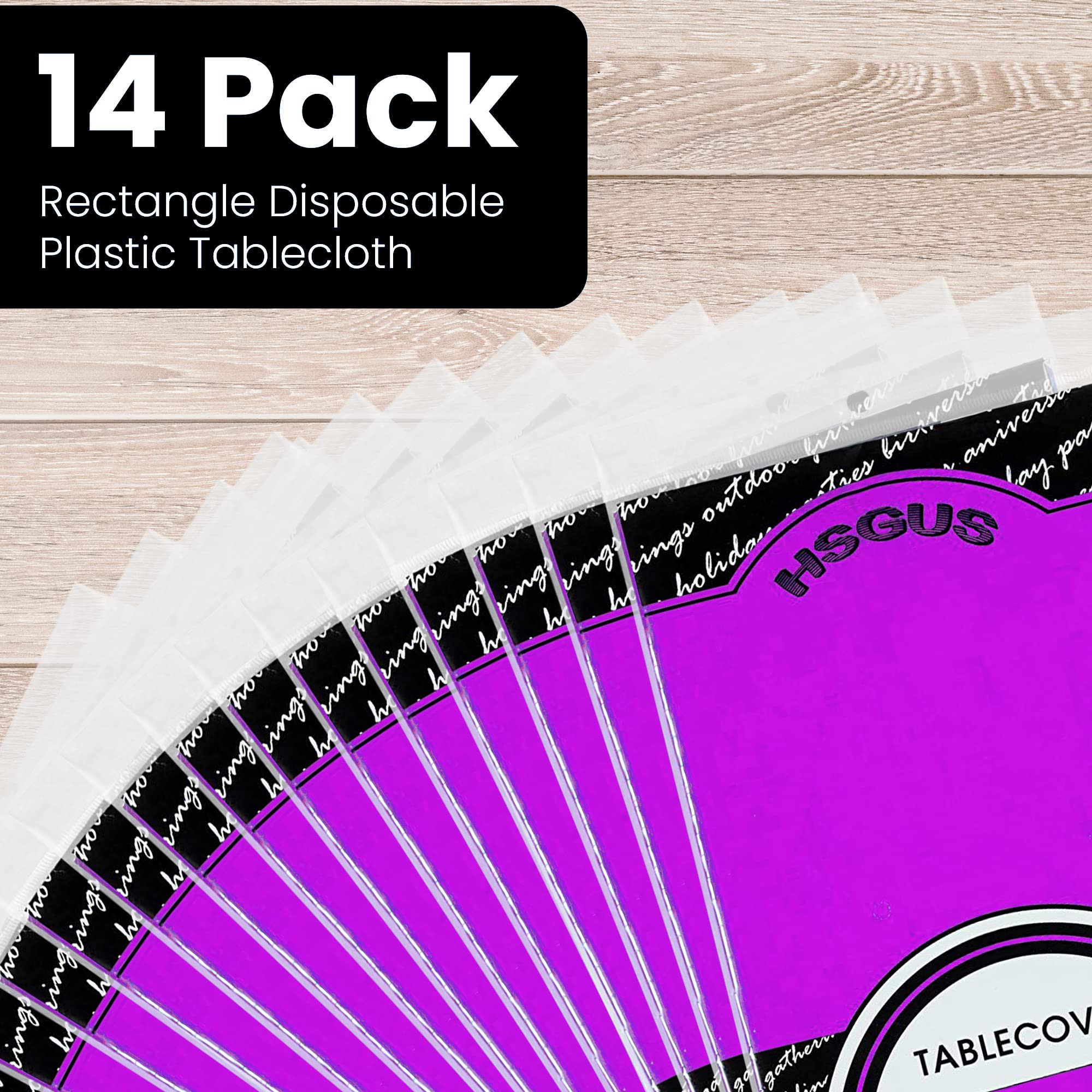 14 Pack Premium Purple Plastic Tablecloth - 54 X 108 In. Disposable Rectangle Plastic Table Cloth - Decorative Rectangle Table C