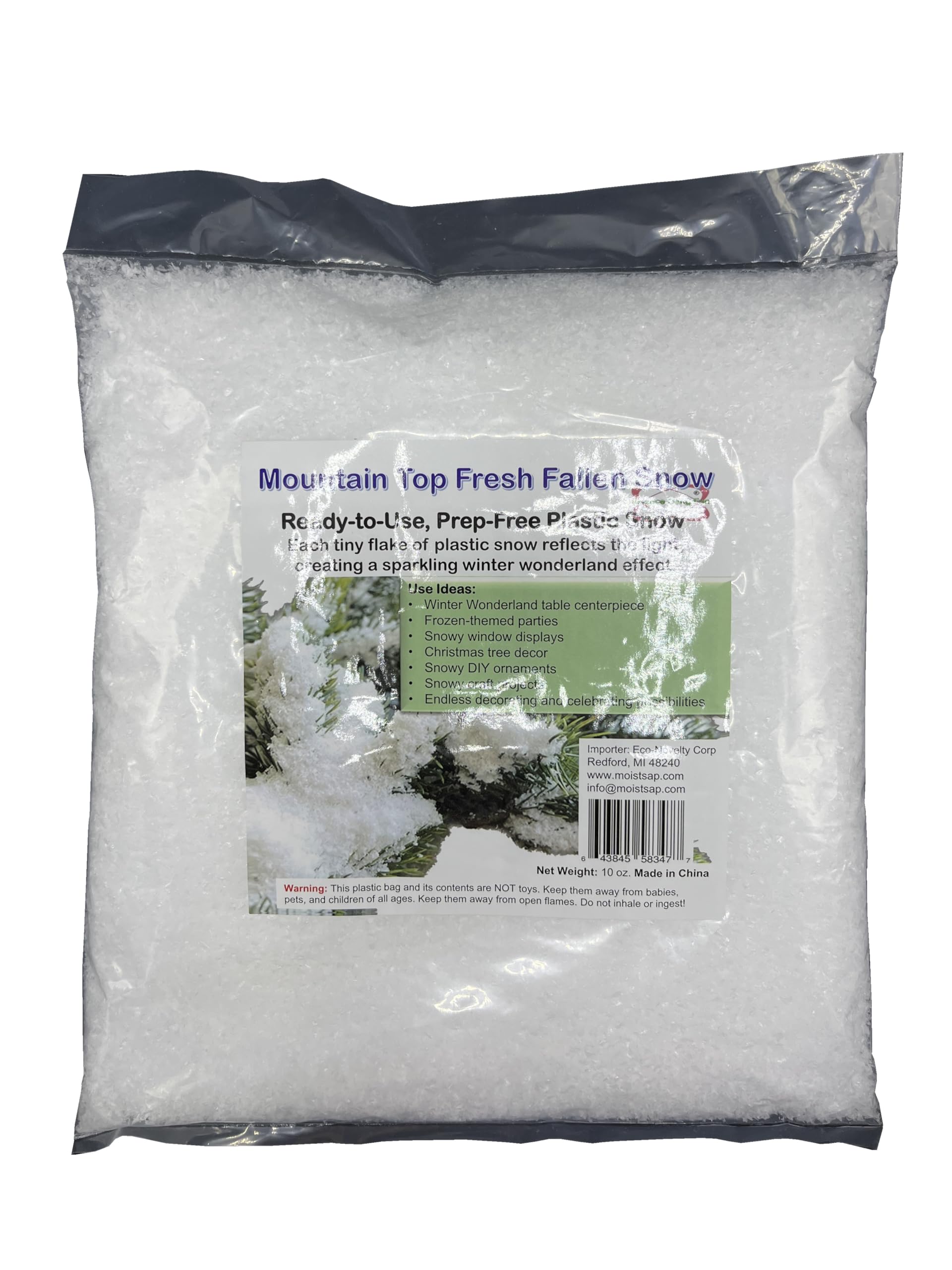 Mountain Top-Like Fluffy Fallen Snow 5oz. Artificial Snow Scatter Flakes -Ready to Use-No Prep Needed (Tm)