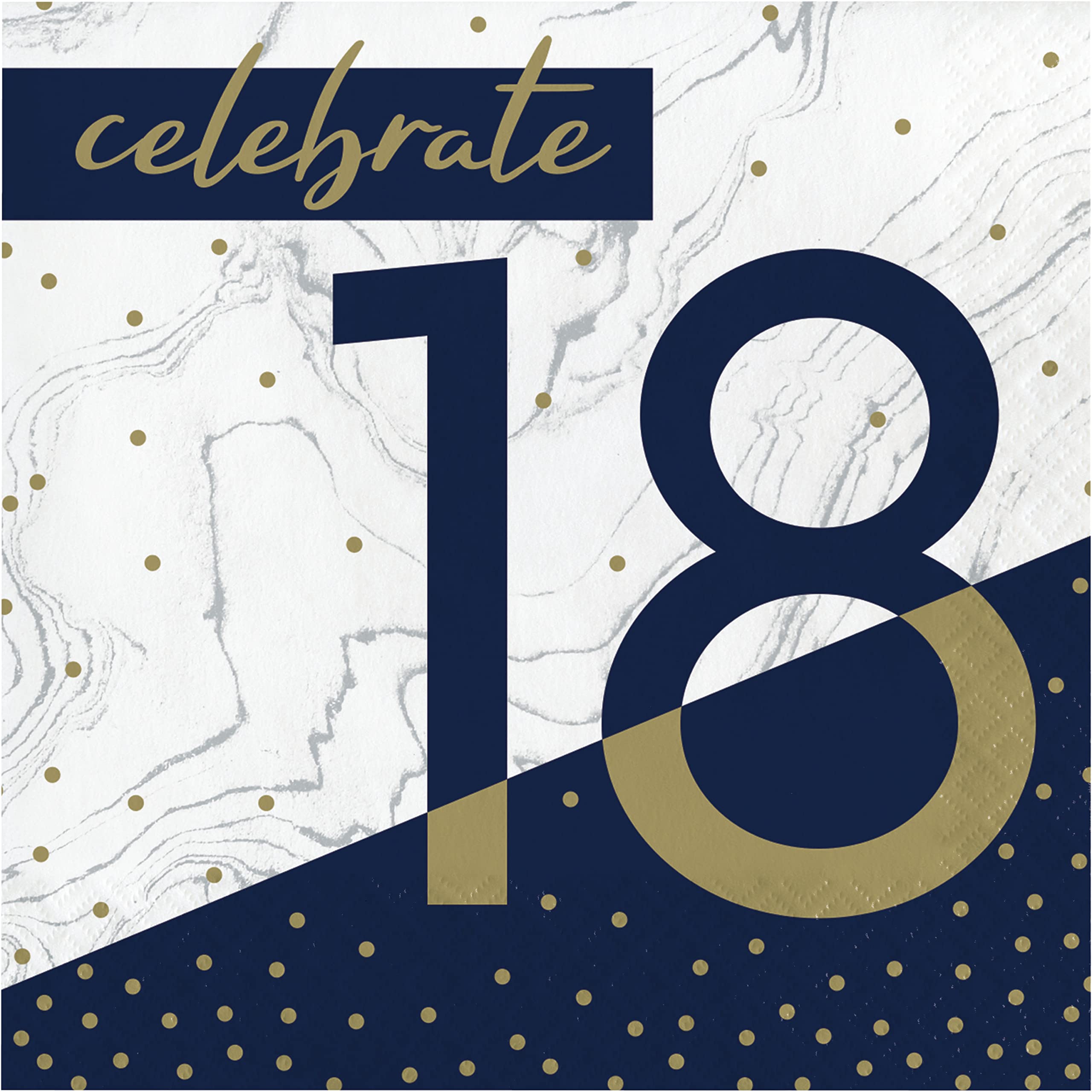 Trendware Navy And Gold 18Th Birthday Napkins, 48 Ct