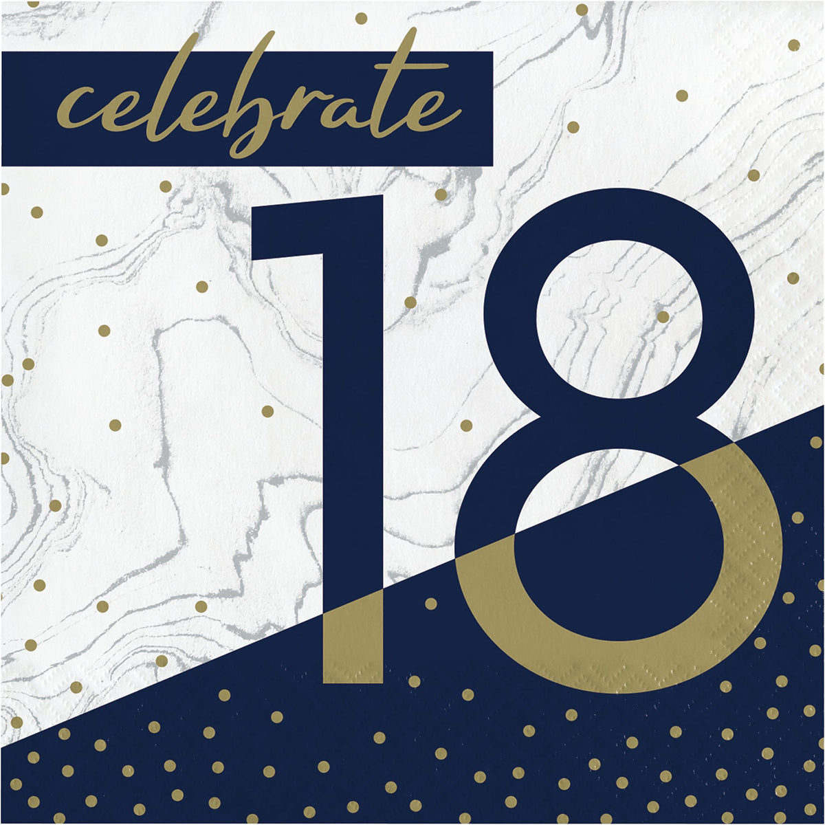 Trendware Navy And Gold 18Th Birthday Napkins, 48 Ct