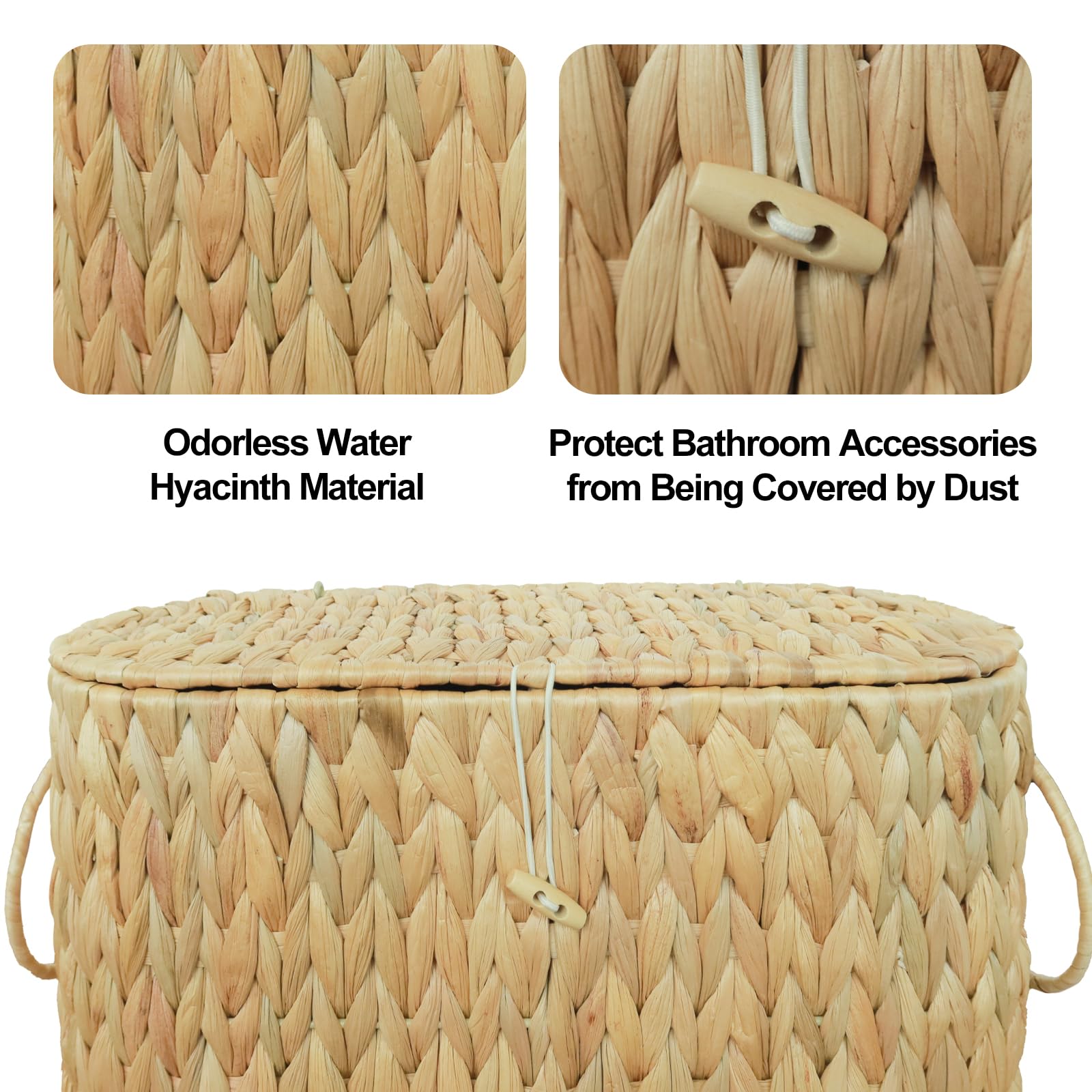 Coeusy Toilet Paper Basket-Wicker Toilet Paper Storage With Lid,Decorative Farmhouse Boho Bathroom Toilet Paper Holder Basket,Wo