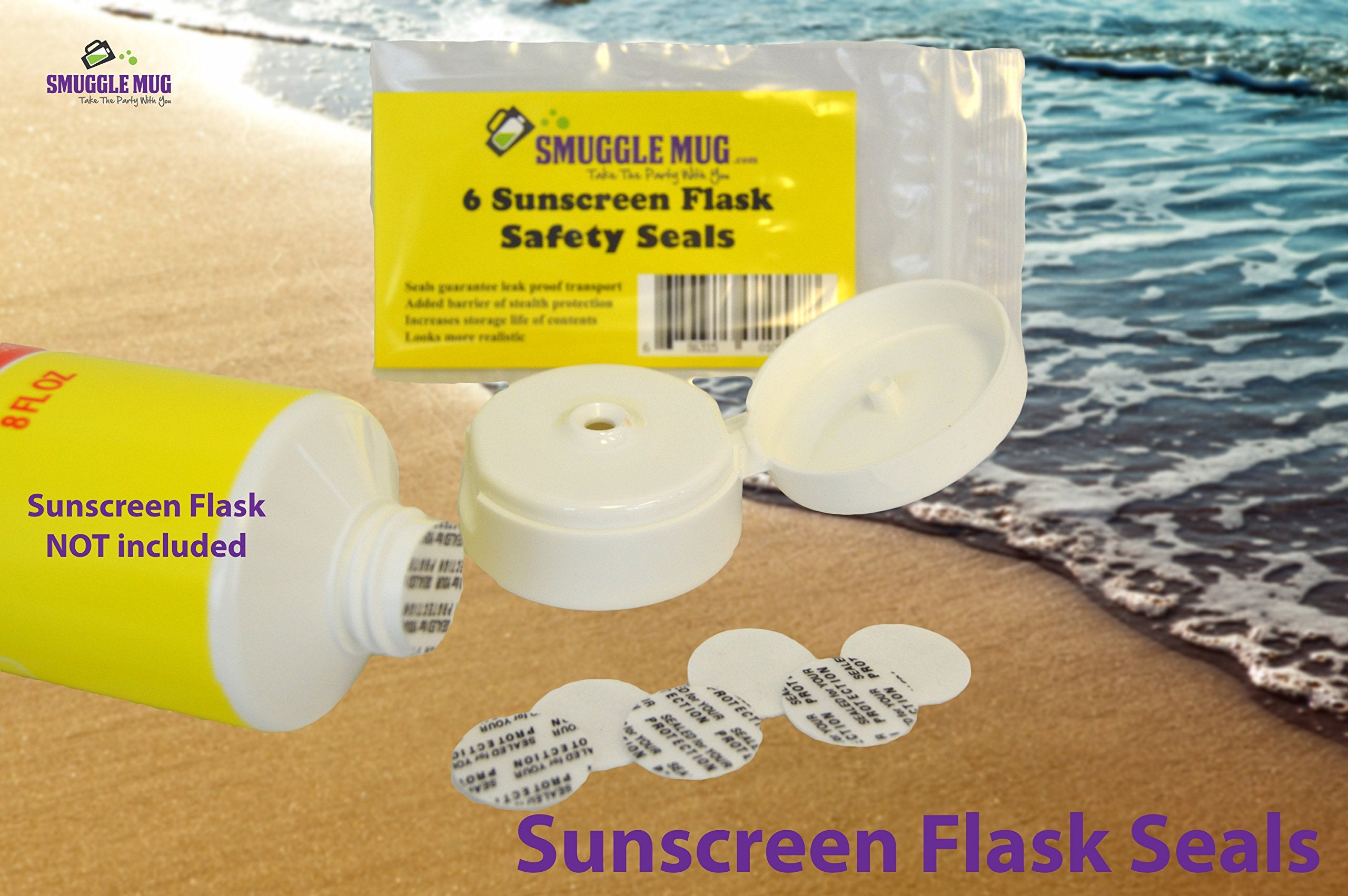 6 Pack Sunscreen Flask And Lotion Flask Lid Seals By Smuggle Mug