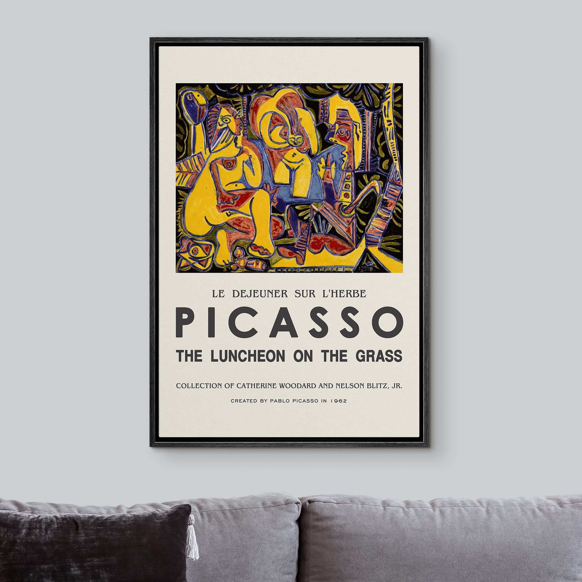 Idea4Wall Framed Canvas Print Wall Art Lunch On The Grass By Pablo Picasso Historic Cultural Illustrations Fine Art Traditional