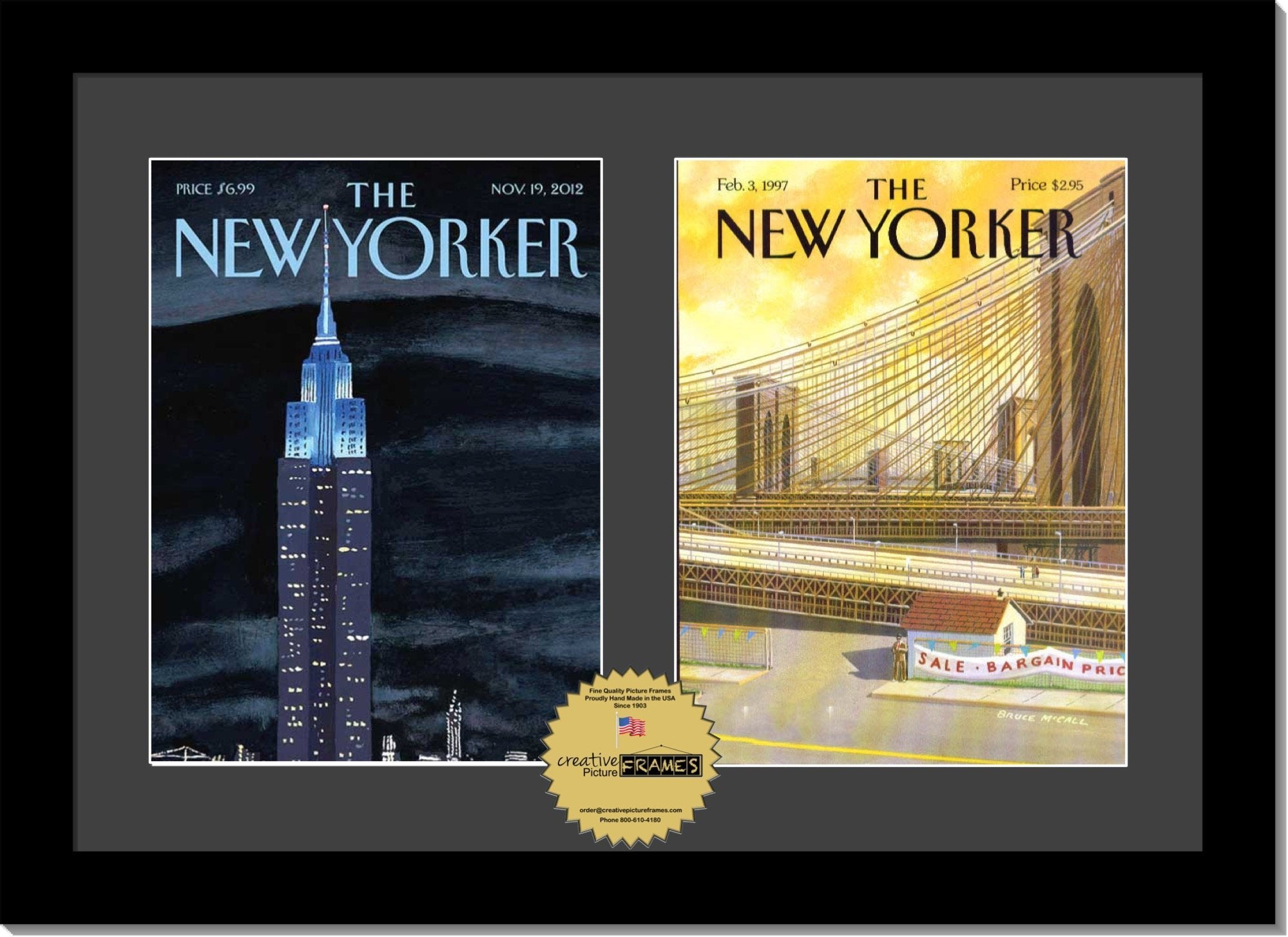 Creative Picture Frames [1420bk-b] Double Magazine Frame Holds Magazines Measuring 8 1/2 by 11 1/4-inches, Black/White Core Matt