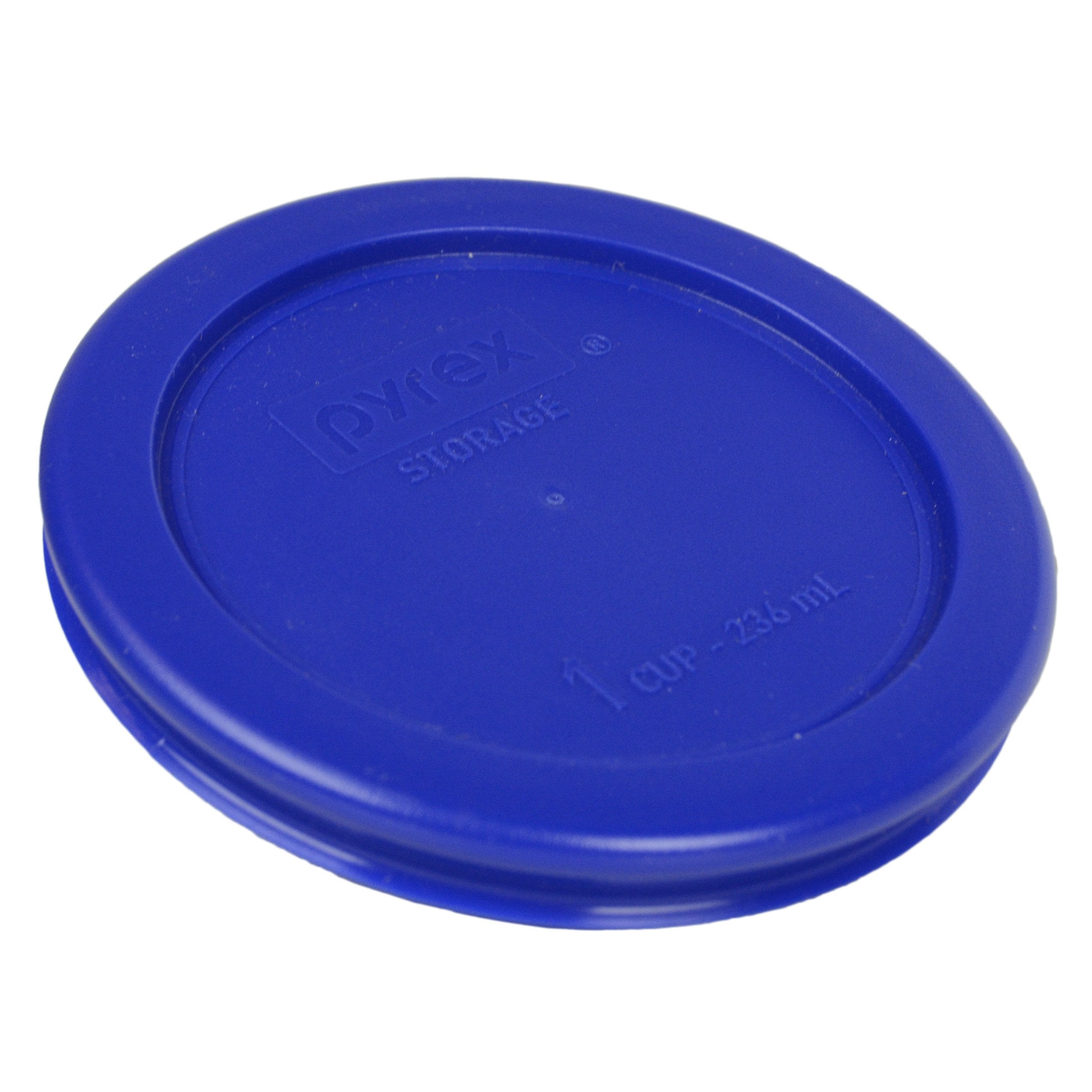 Pyrex 7202-Pc Cobalt Blue Round 1 Cup Plastic Storage Lid, Made In Usa - 6 Pack