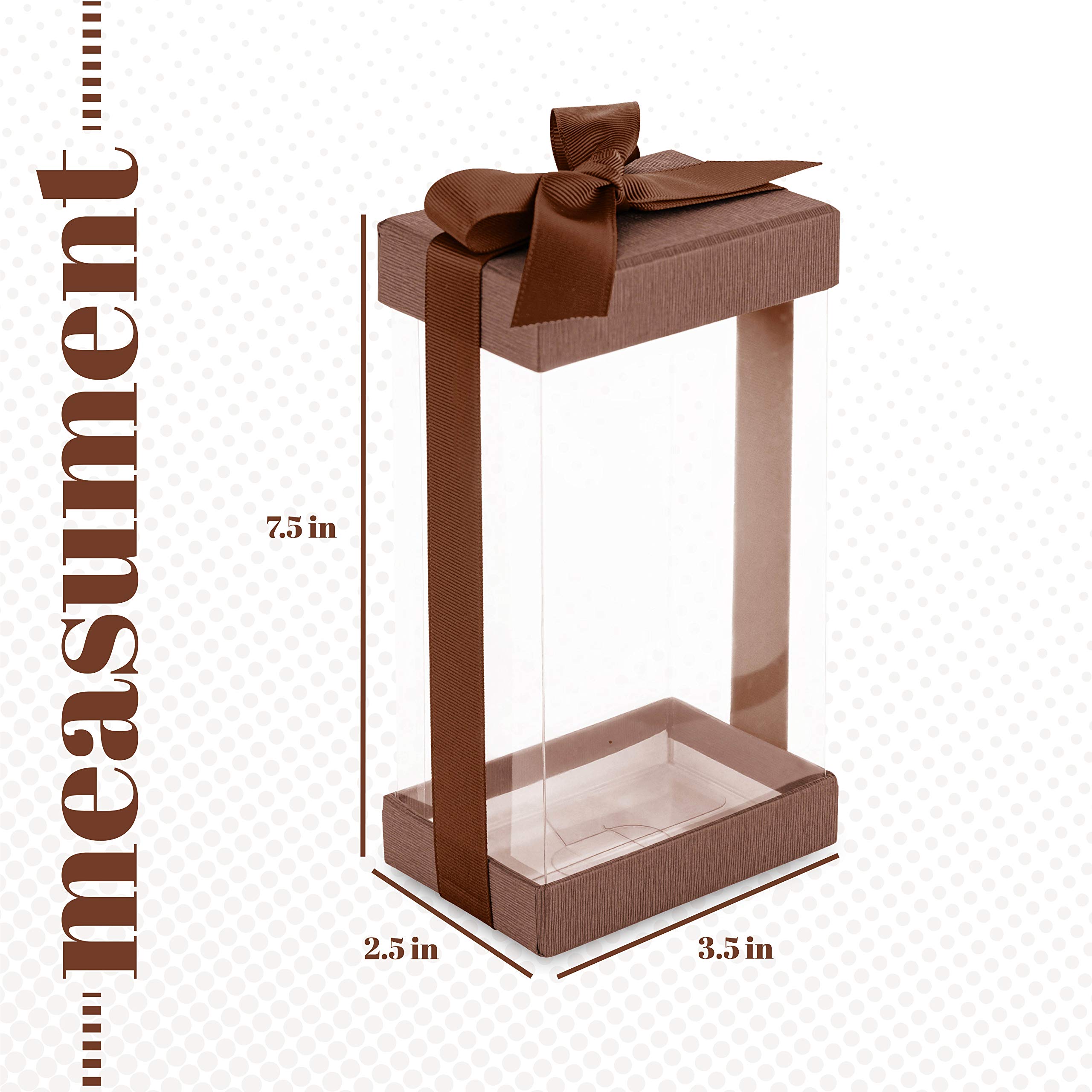 Hammont Clear Plastic Gift Boxes (6 Pack) Bakery Boxes with Base  Lid & Ribbon | For Cakes  Pastries  Cupcakes & Party Favors (Brown  7.5x3.75x2.5