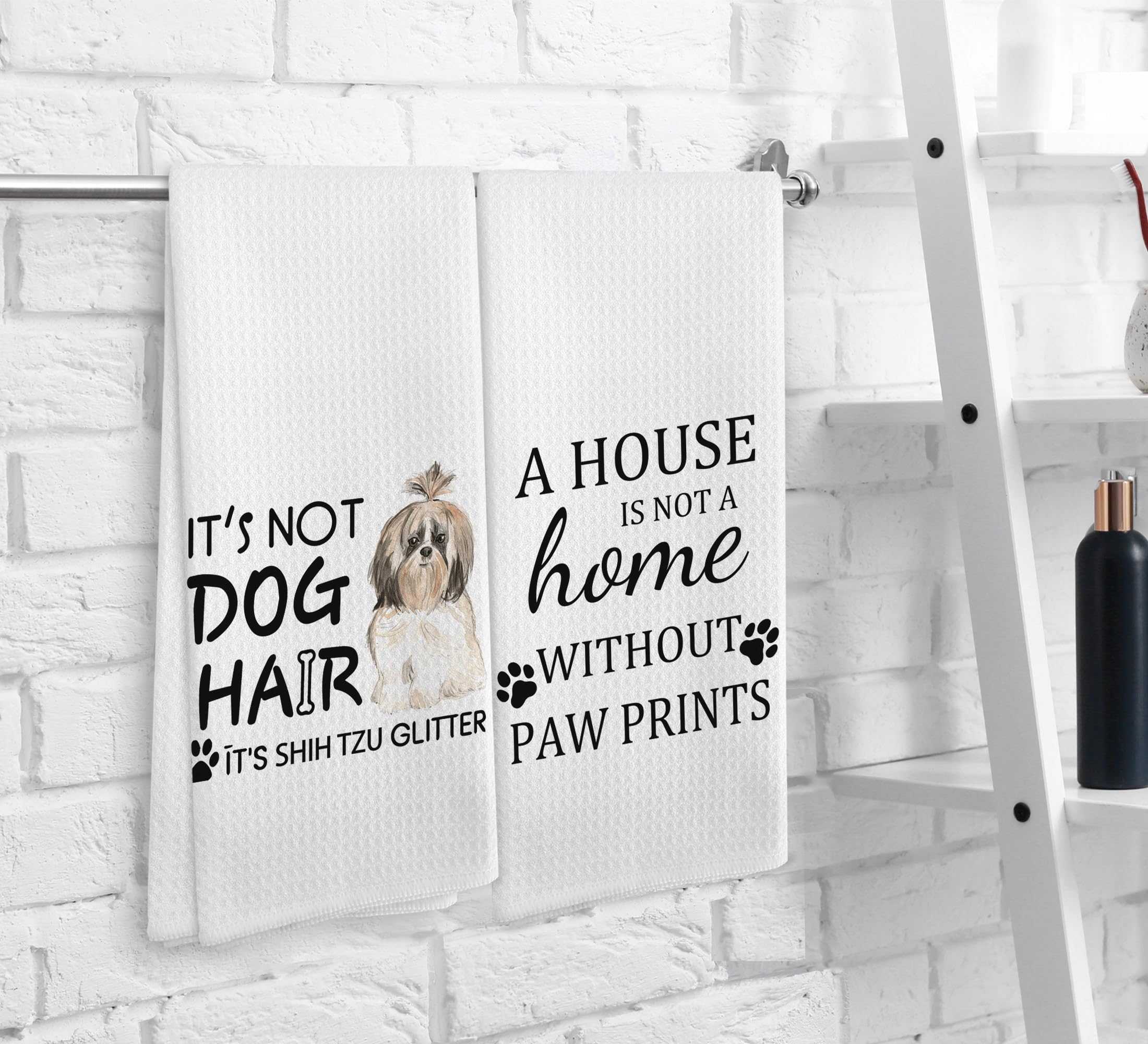 NOQL Shih Tzu Dog Towel, Dog Kitchen Towels, Shih Tzu Dog Kitchen Towels and Dishcloths Set of 2, Shih Tzu Dog Decor, Shih Tzu G