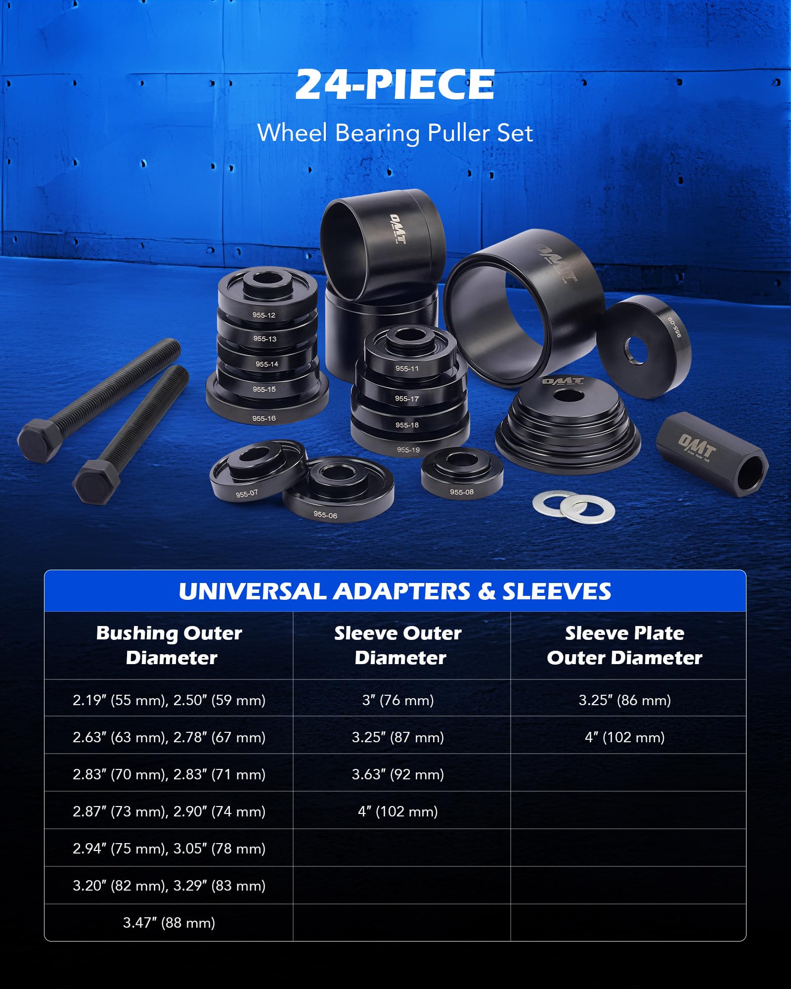 Orion Motor Tech 24pc Wheel Bearing Press Kit - Steel Tool Set for Front Wheel Drive, Red/Black, Model FBA_701