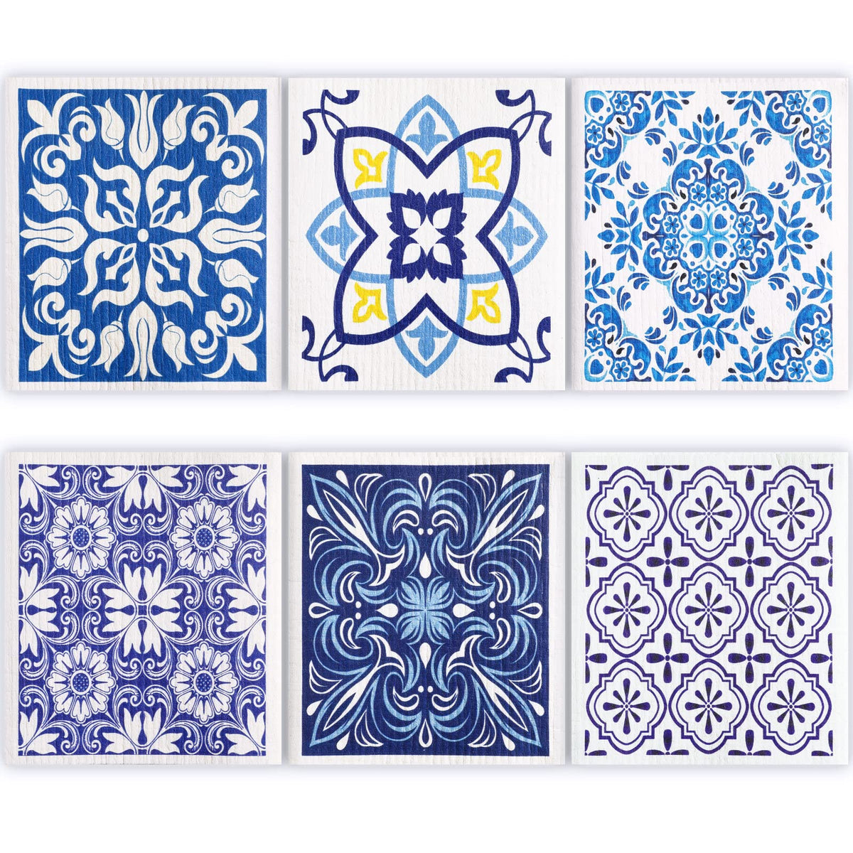 6 Pcs Swedish Kitchen Dish Cloths Kitchen Towels Reusable Sponge Cleaning Cloths Wipes Absorbent Dish Cloth Quick Drying Washabl