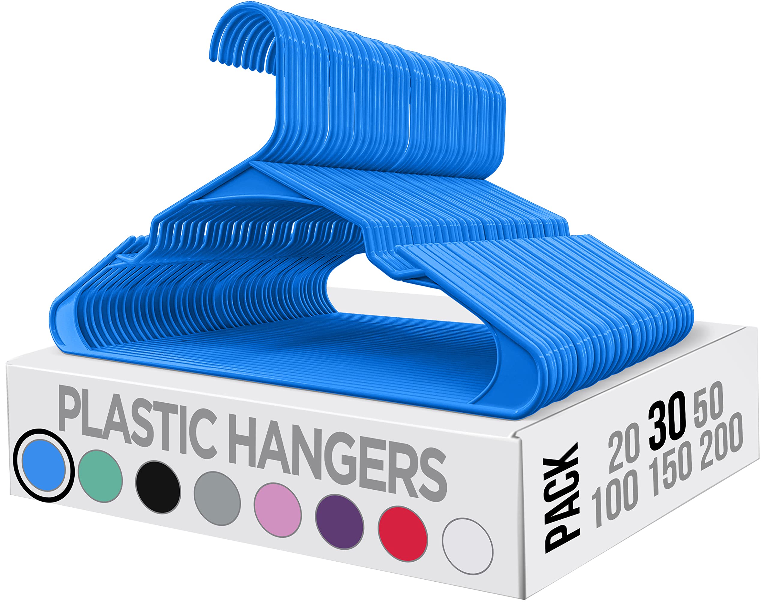 Utopia Home Clothes Hangers 30 Pack - Plastic Hangers Space Saving - Durable Coat Hanger With Shoulder Grooves (Blue)