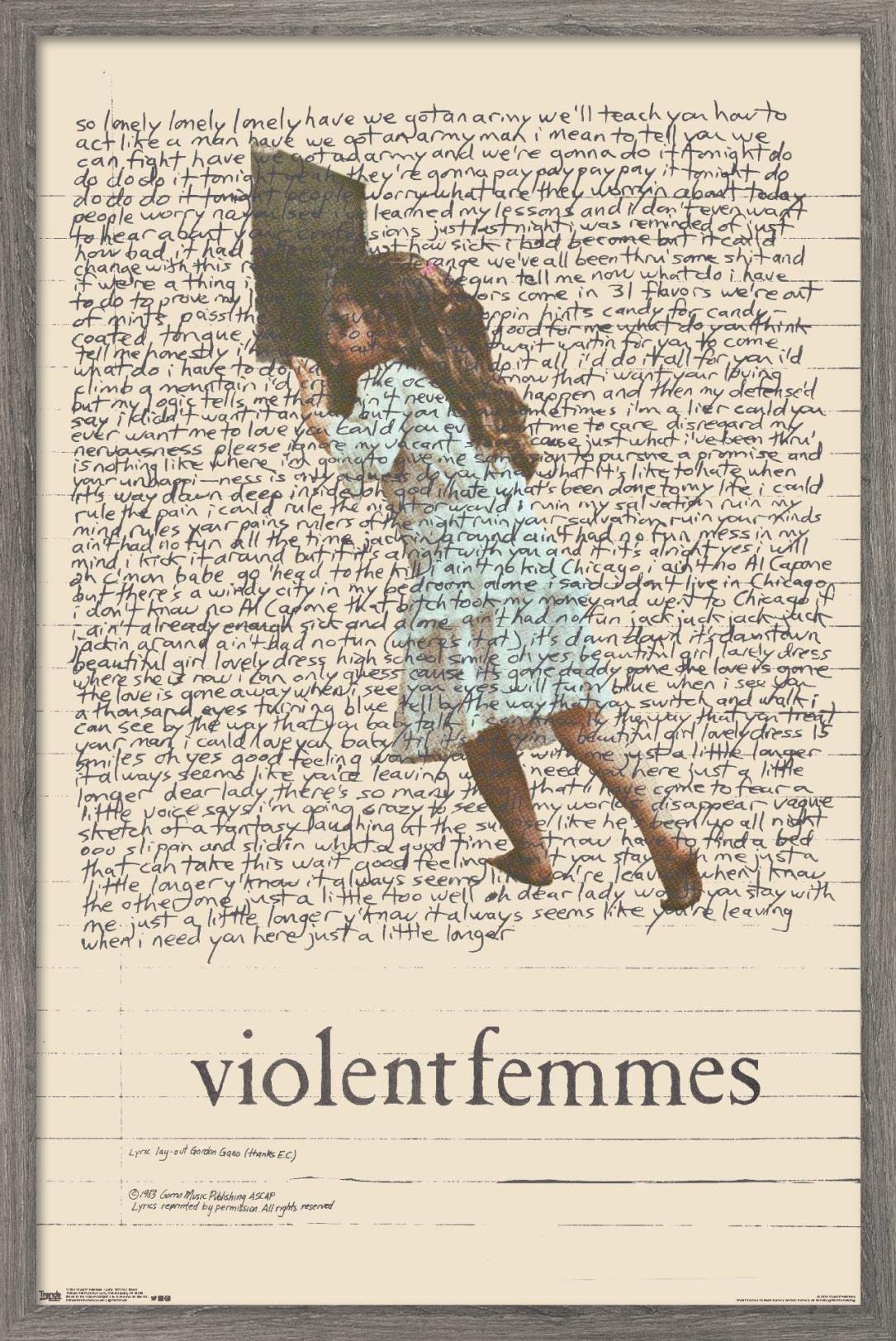 Trends International Violent Femmes - Lyric Girl Tea Towel Wall Poster, 14.725'' X 22.375'', Barnwood Framed Version