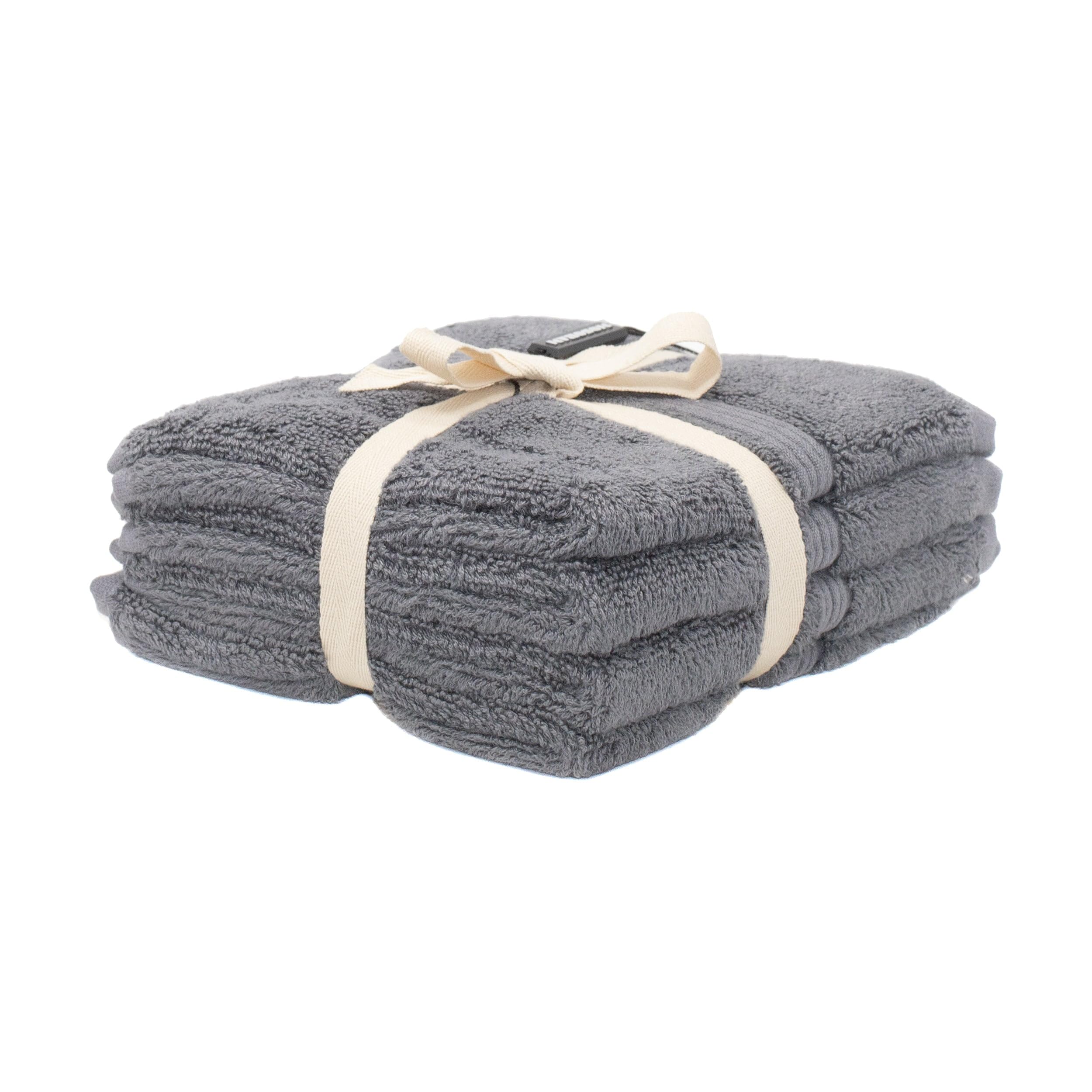 Mosobam 700 GSM Hotel Luxury Washcloths 13X13  Set of 4  Charcoal Grey  Turkish Baby Bath Towel  Face Washcloth  Dark Gray  Viscose Made from Bamboo - Turkish Cotton