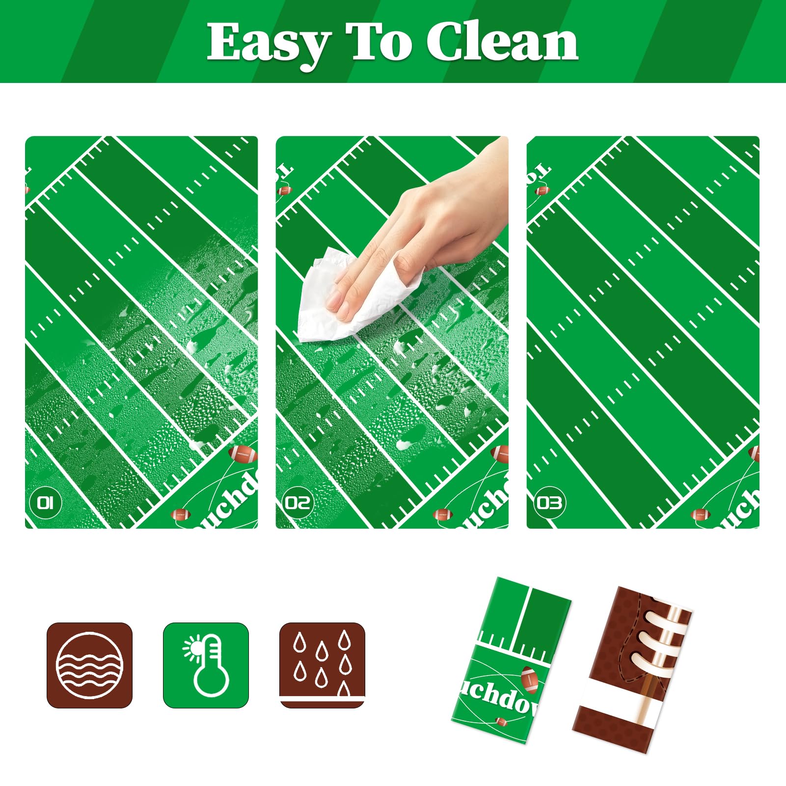 Football Party Decorations,2 Pack Football Tablecloth Disposable Plastic Tablecloth 54 X 108,Football Birthday Party Decor,F
