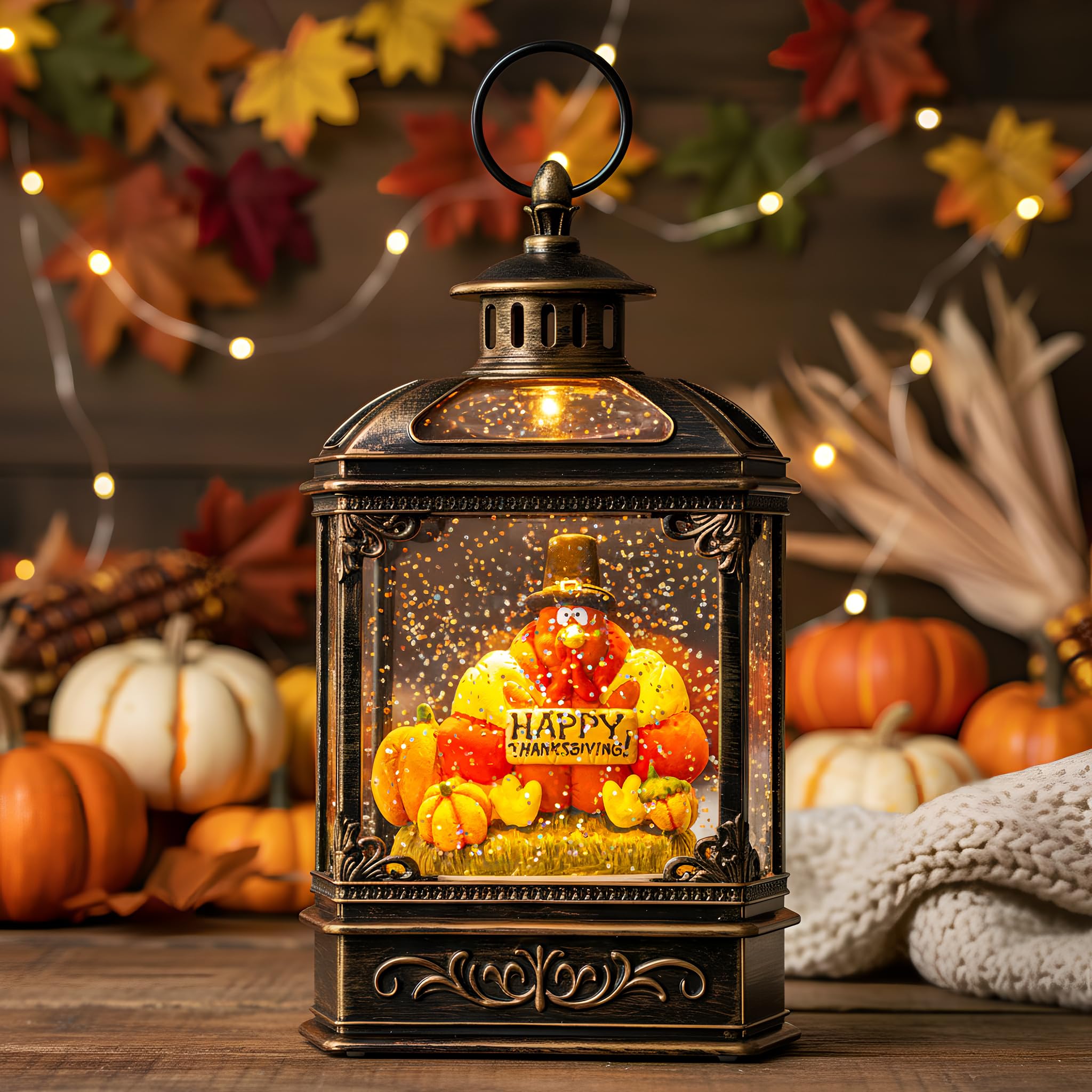 Fall Snow Globe Lantern