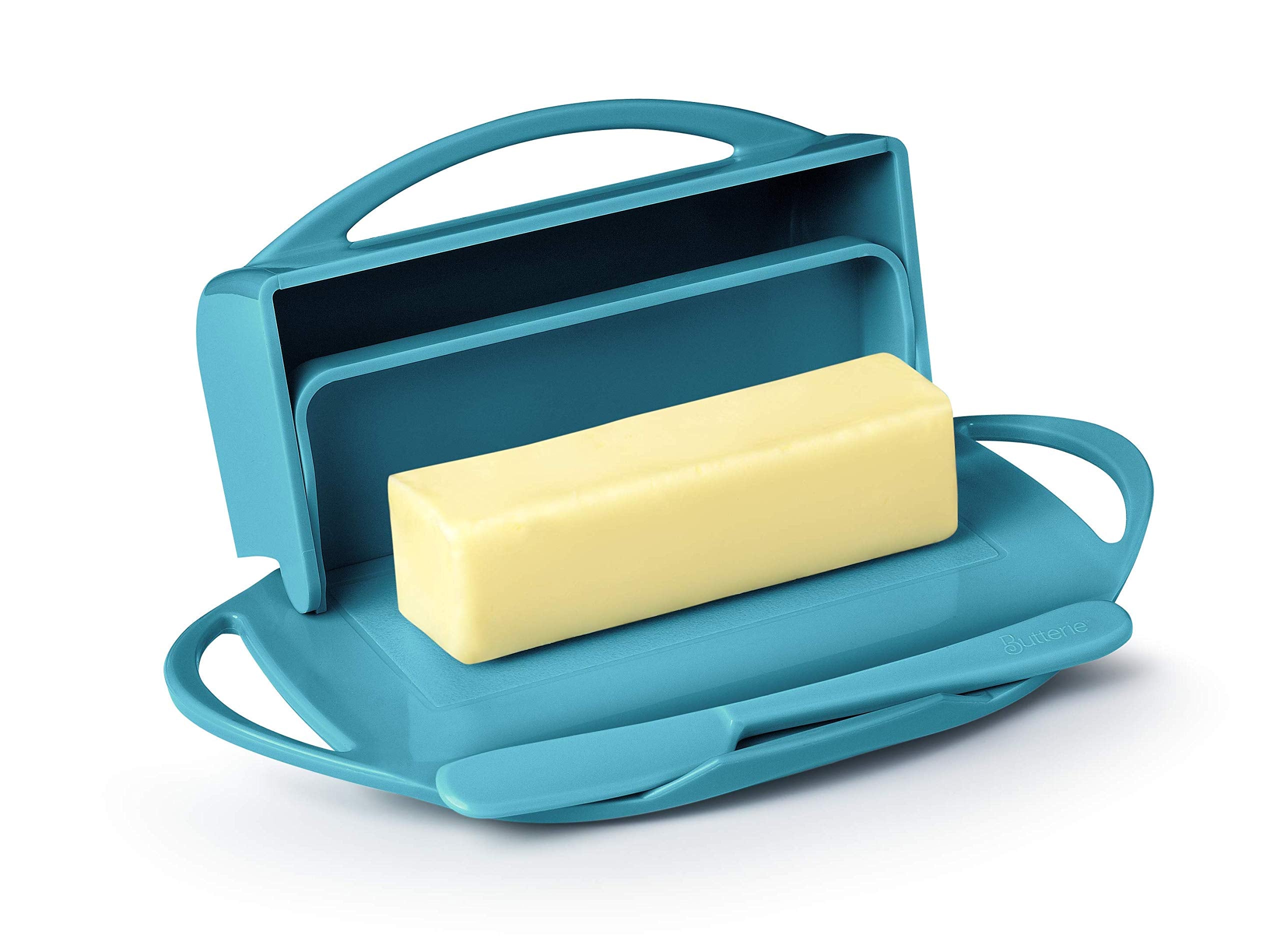Butterie Flip-Top Butter Dish With Matching Spreader (Aqua)