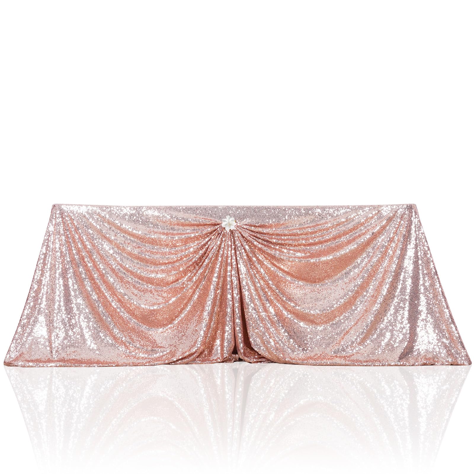 PartyDelight Sequin Tablecloth Rose Gold 90x132 Rectangular Wedding Dinning Table Cloth