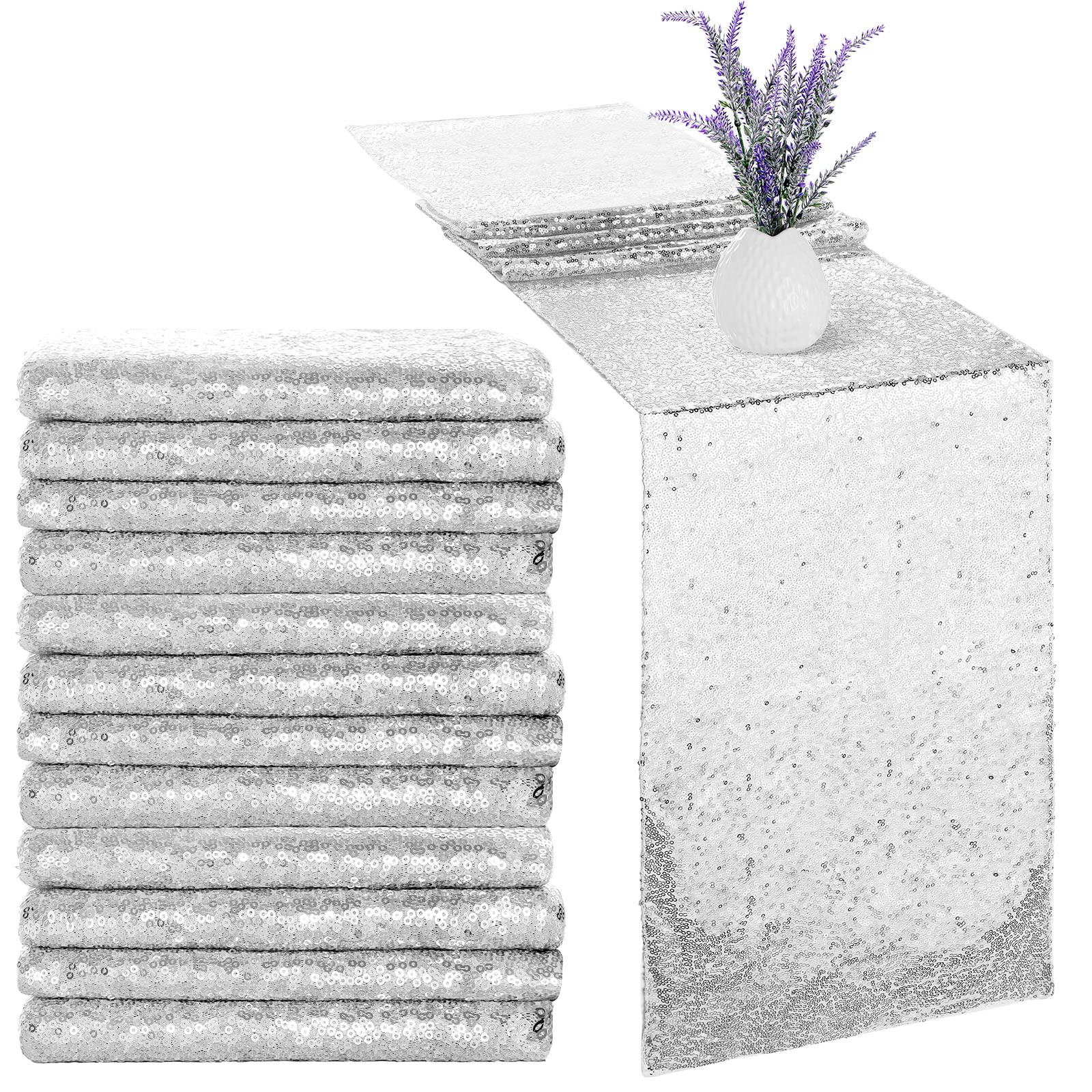 Irenare 12 X 108 Inches Sequin Table Runner Glitter Table Runner Rectangle Tables Covers For Wedding Baby Shower Party Decoratio