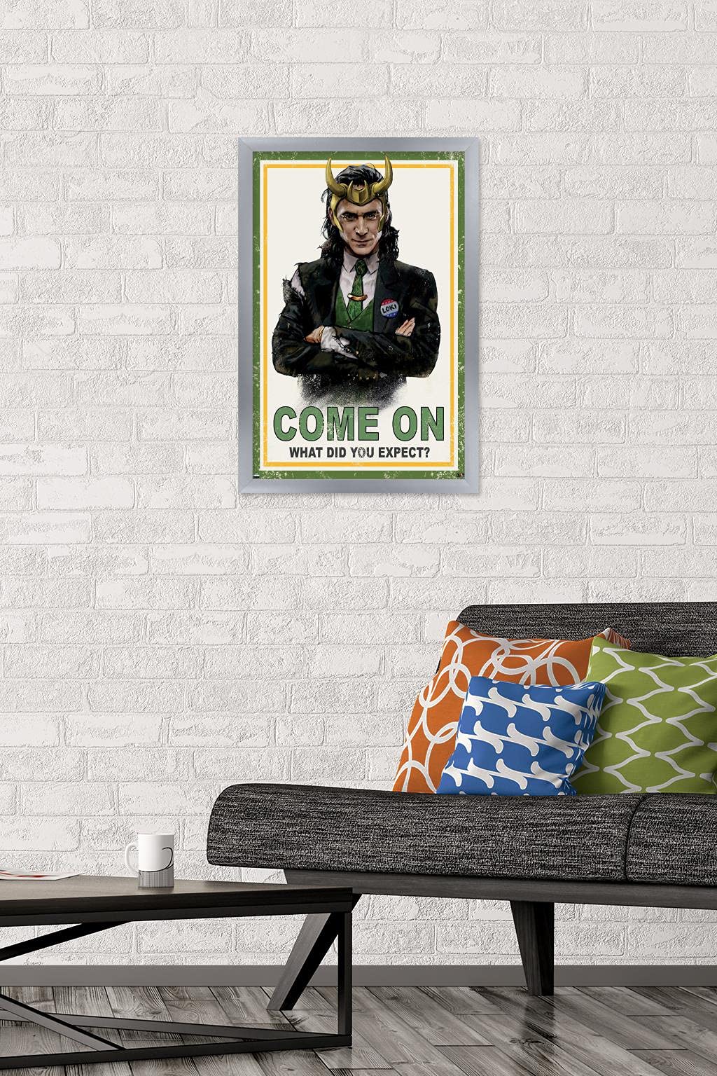 Trends International Marvel Loki-What Did You Expect Wall Poster, 14.725'' X 22.375'', Silver Framed Version