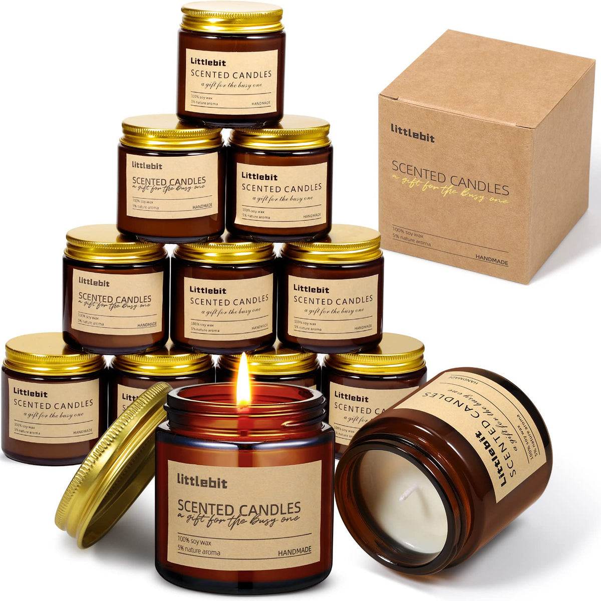 MTLEE 12 Pack Scented Candles Gifts for Women Aromatherapy Candle Bulk Soy Amber Jar Set Thank You Gifts for Valentine's, Mother