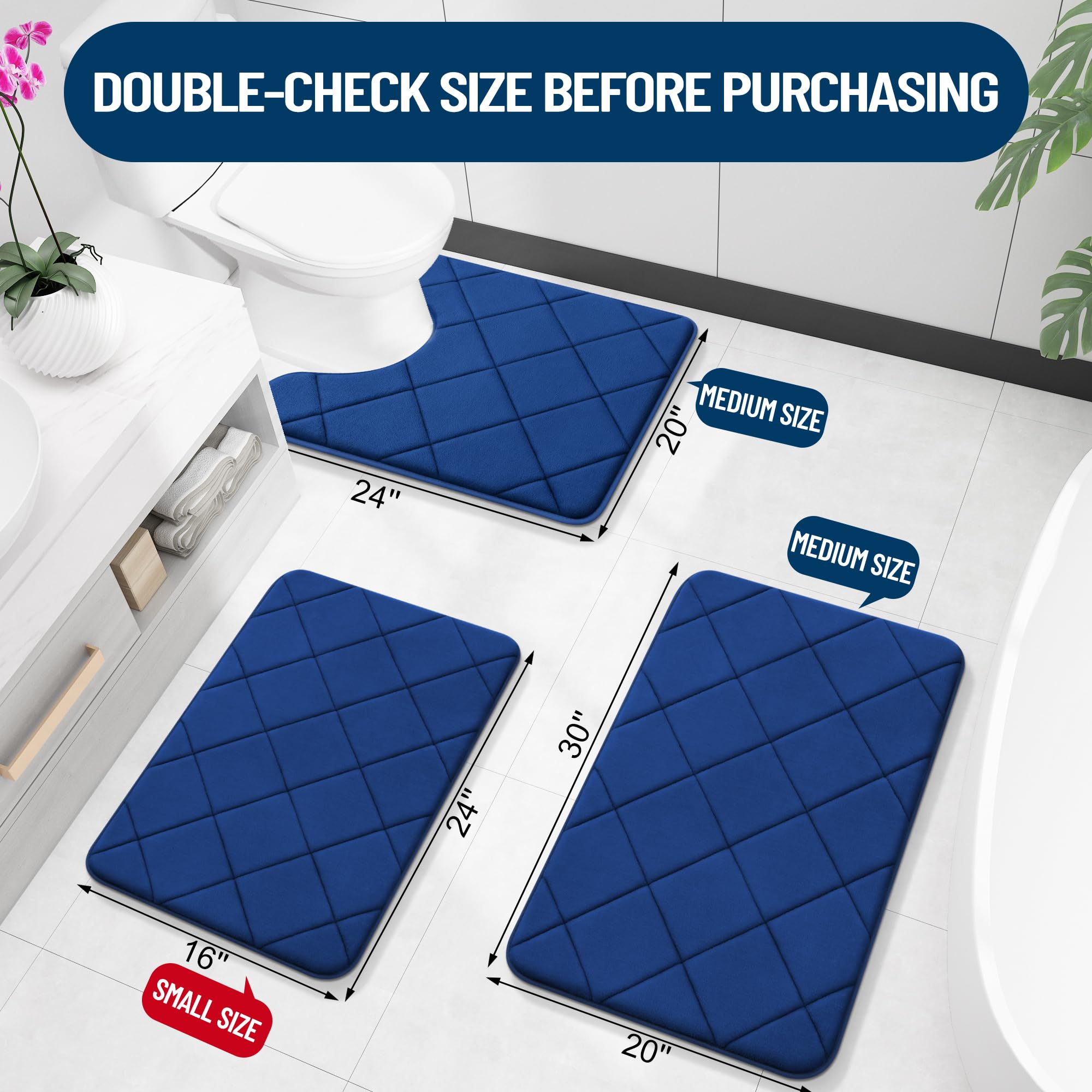 Olanly Memory Foam Bath Mat 47X17, Ultra Soft And Absorbent Bathroom Mat, Machine Washable Bathroom Rugs, Comfortable, Thick Bat