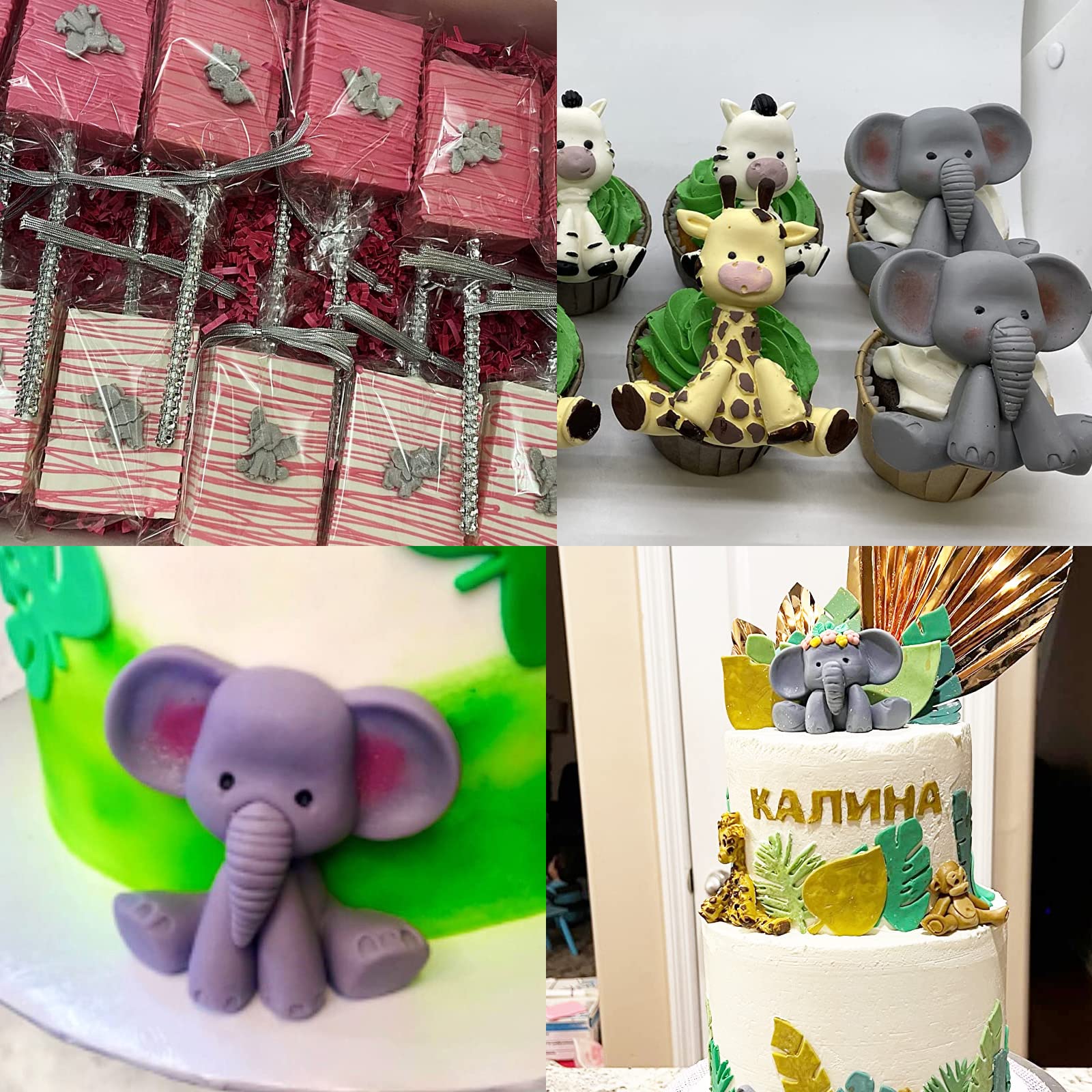 Elephant Chocolate Mold, Baby Shower Elephant Silicone Fondant Molds For Baby Shower Birthday Party Cake Decoration, Safari Anim
