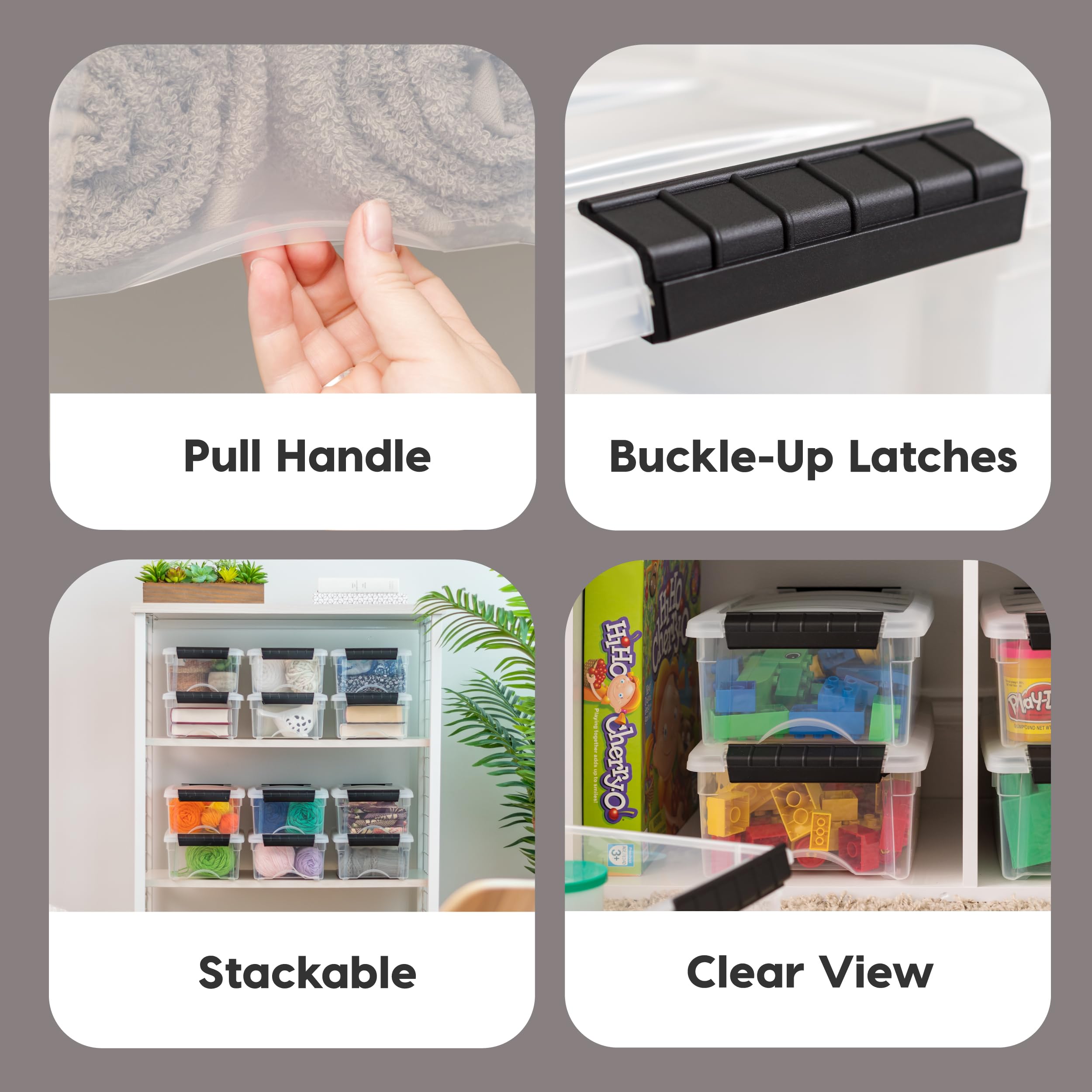 IRIS USA 10 Pack Plastic Storage Container Bin  Clear