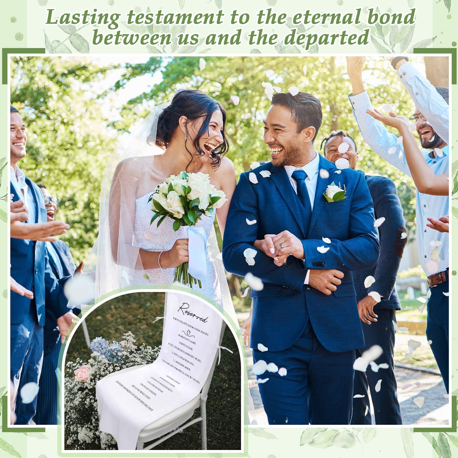 HunnmingRe Reserved Wedding Chair Sign Banner in Loving Memory Reserved Signs for Wedding with Love from Heaven Cotton Linen 15