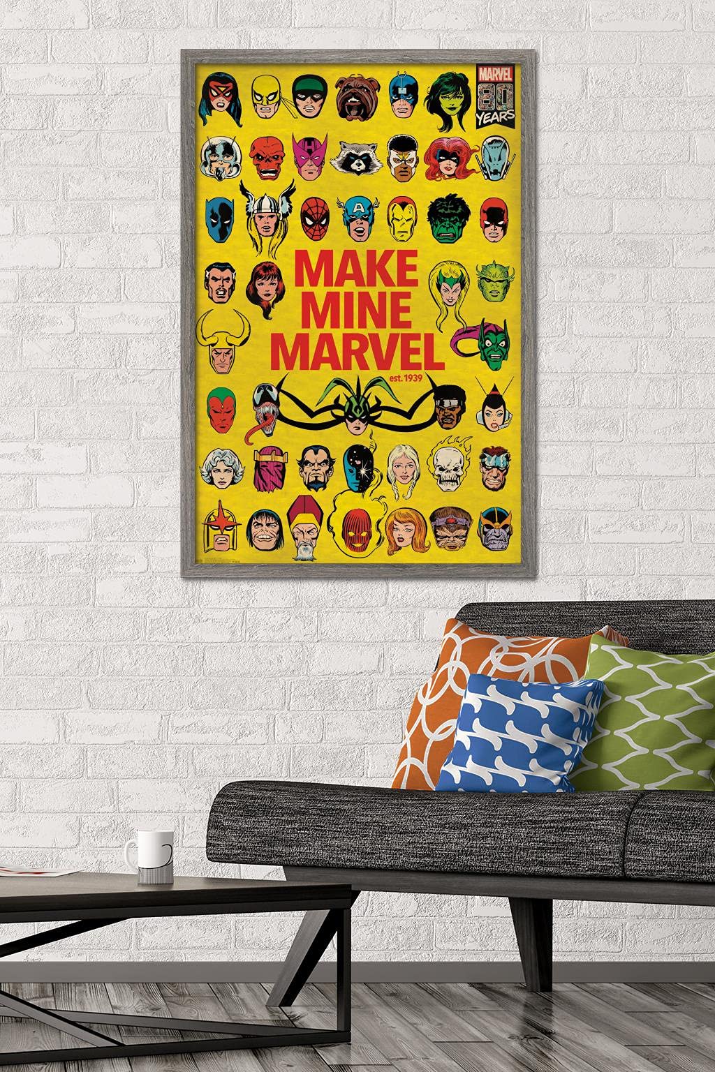 Trends International Marvel Comics - Marvel 80Th Anniversary - Group Wall Poster, 22.375'' X 34'', Barnwood Framed Version