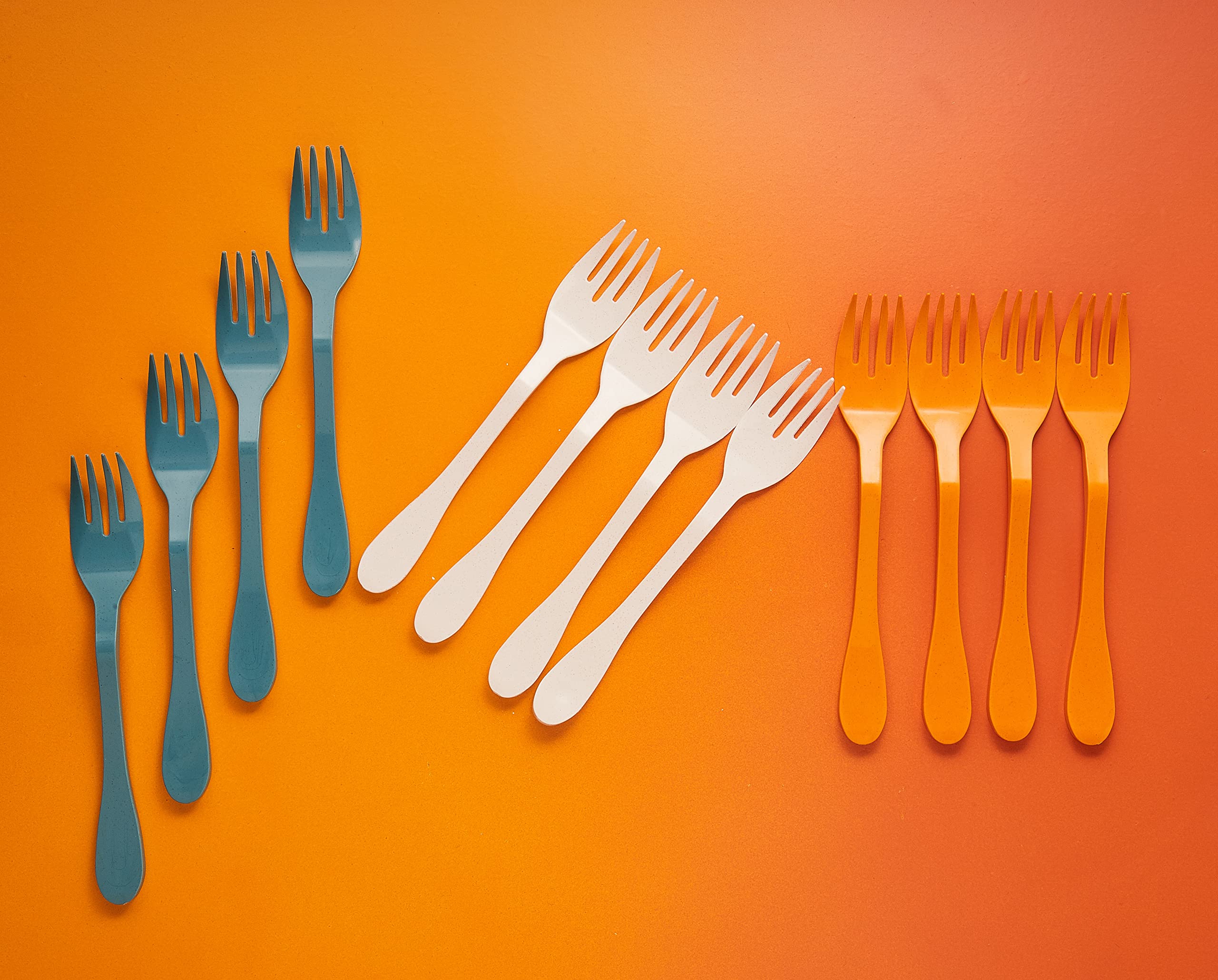 Knork Eco Fork Plant Based Cutlery, Reusable Bamboo Flatware Set, 12 Piece, Blue