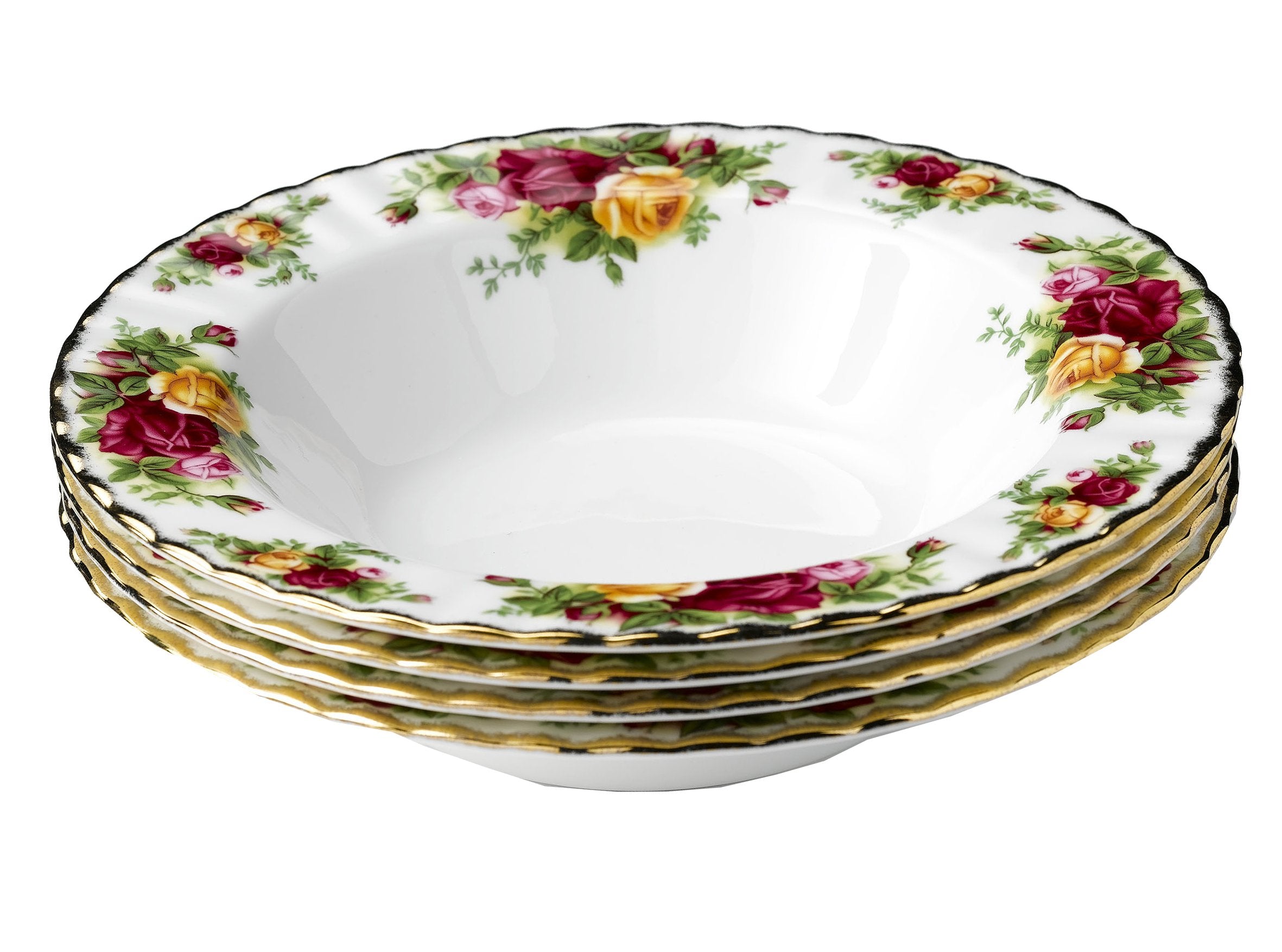 Royal Doulton-Royal Albert Old Country Roses Rim Soups, Set Of 4