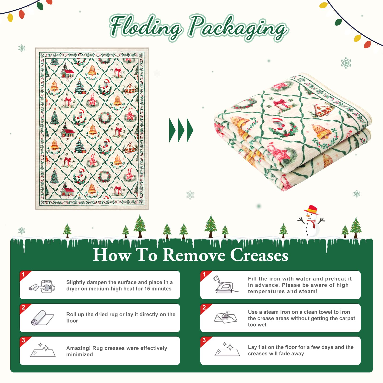LIVEBOX Christmas Farmhouse Rugs for Living Room 8x10 - Soft Washable Neutral Rugs for Living Room Thin Non-Slip Xmas Tree Rug f