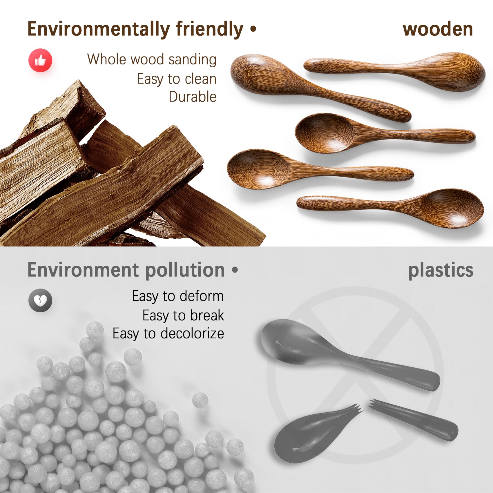 Hefild 7 Pcs Small Wooden Spoons, 5.8 Inch Honey Spoons For Tea, Padauk Wooden Honey Teaspoon For Coffee, Little Tiny Wood Spoon