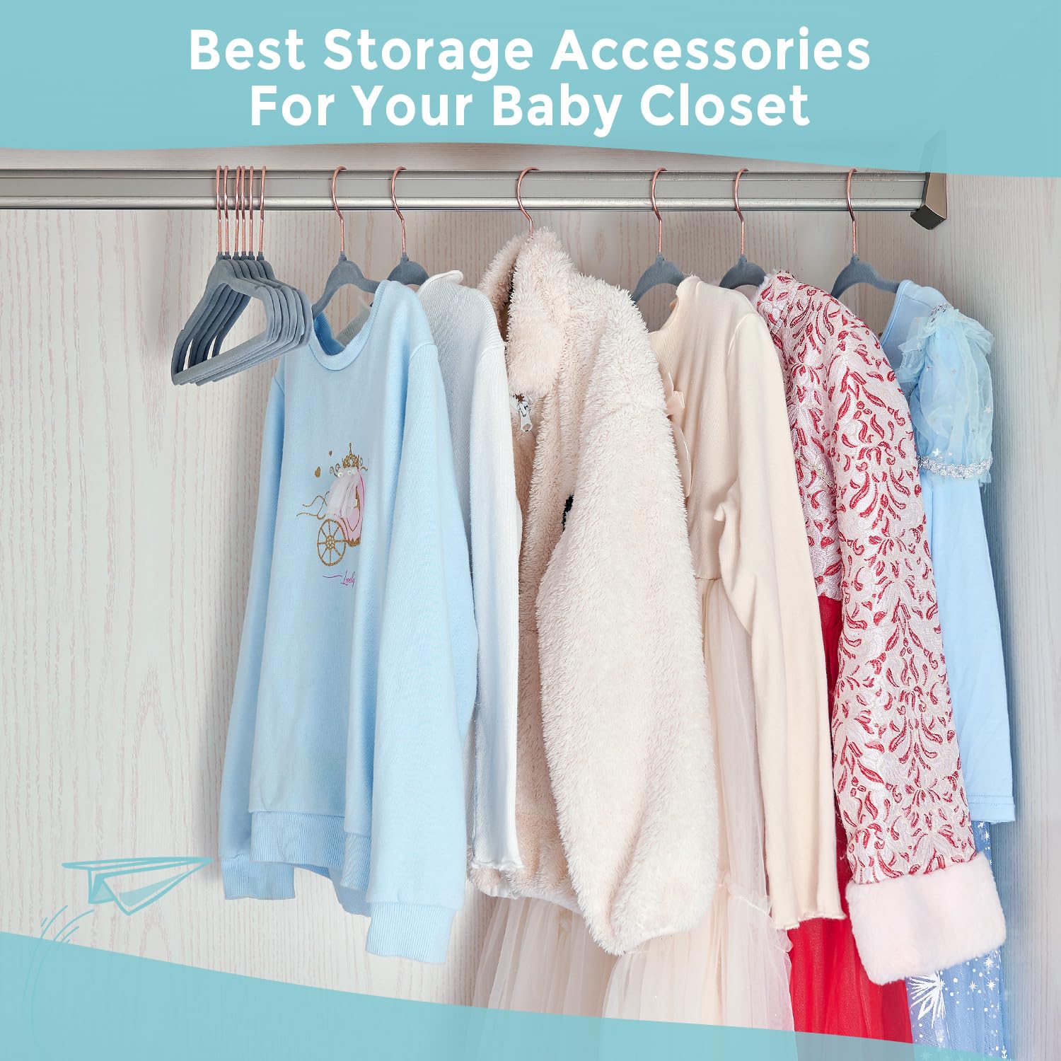 Tonswachic Baby Velvet Hangers 30Pack - 11 Inch Non-Slip Kids Hangers For Clothes - Small Toddler Child Hangers Durable For Ever