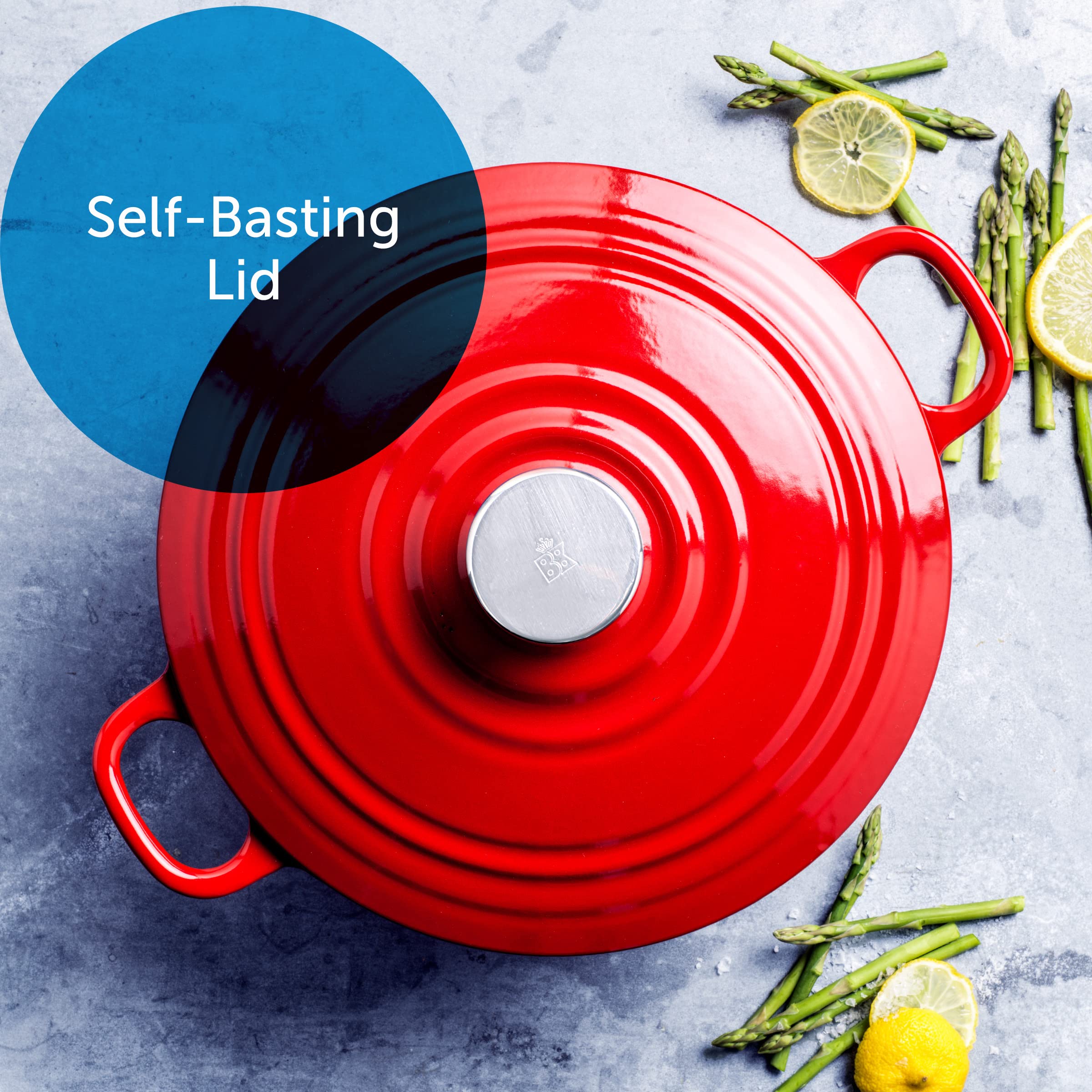 Bk Bourgogne Enameled Cast Iron Induction 5.3Qt Nonstick Dutch Oven, Pfas Free, Dishwasher Safe, Chili Red