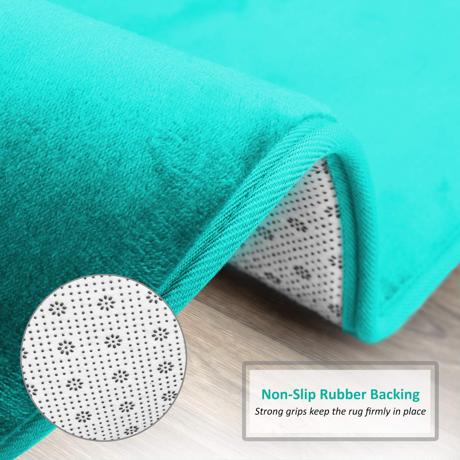 Clara Clark Bath Mat - Memory Foam Bath Mat - Soft Bathroom Rug - Non Slip and Super Absorbent - Fast Drying Machine Washable Bath Mat - Contoured Round for Toilet - Teal - 19 x 24