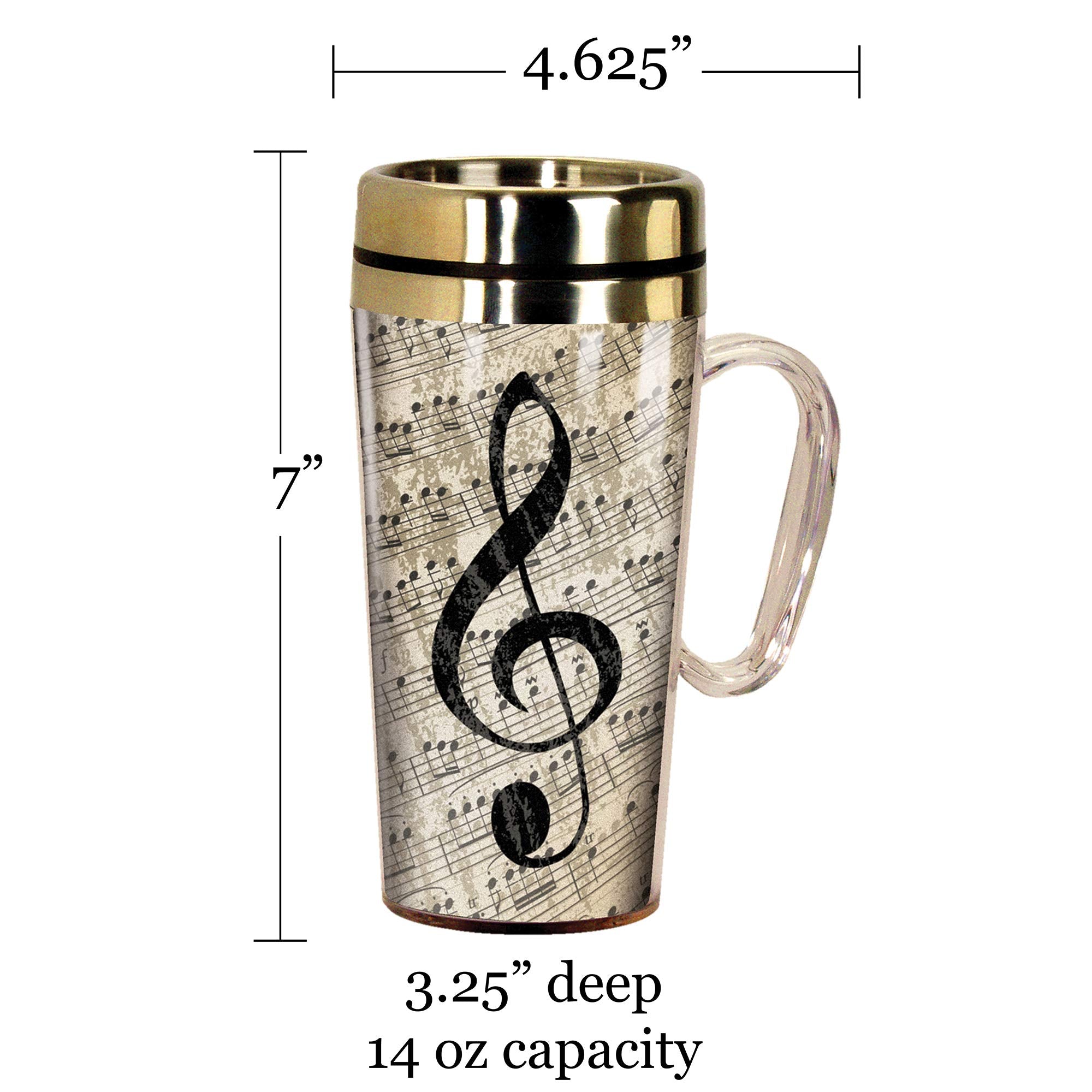 Spoontiques - Insulated Travel Mug - Music Coffee Cup - Coffee Lovers Gift - Funny Coffee Mug - 14 Oz - Multi