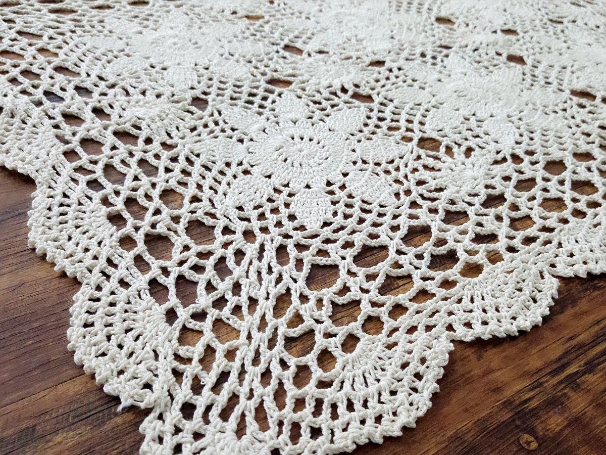 Laivigo Handmade Crochet Lace Table Cloth Doilies Doily,Rectangle,20 X 24 Inch,Beige