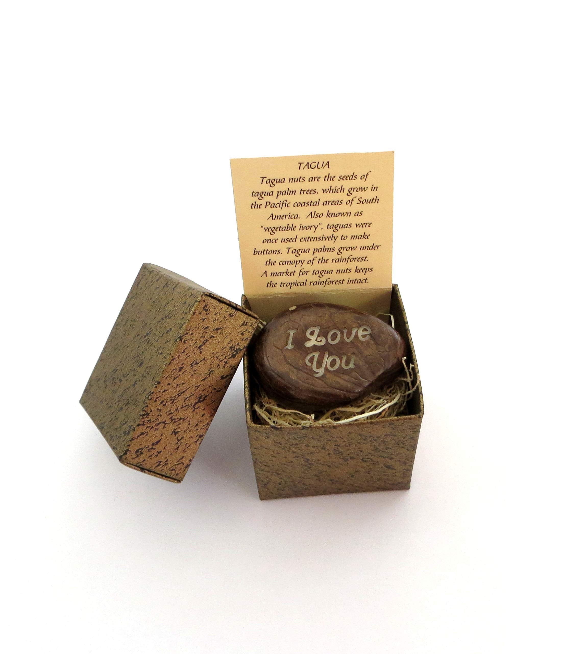 Engraved I Love You Tagua Nut. Express Your Feelings in a Beautiful and Unusual Way. Lifeforce Glass.