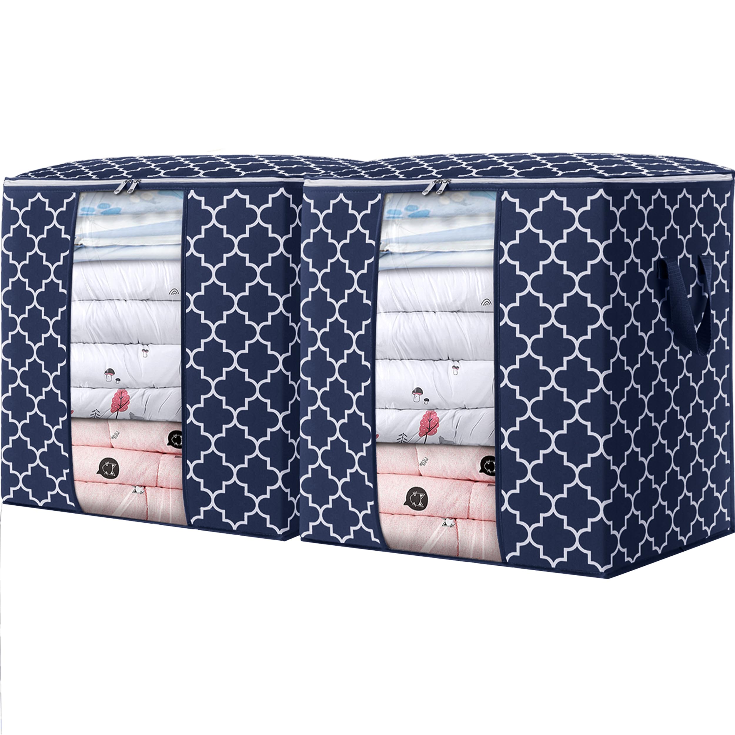 WISELIFE Storage Bags [2 Pack/100L] Large Blanket Clothes Organization and Storage Containers for Comforters,Bedding, Foldable O