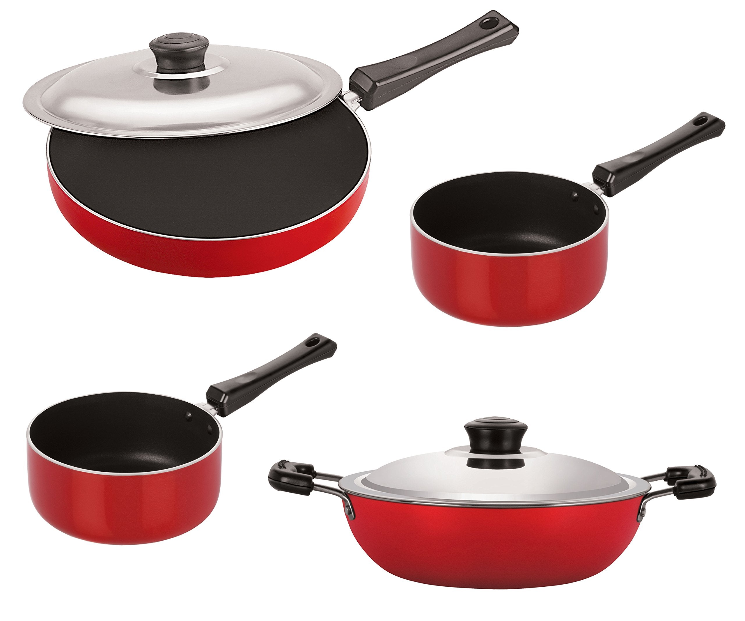 Nirlon 4 Piece NonStick Aluminium Dishwasher Safe Cookware Combo Gift Set, Fp12_Dkdb_Spm_Spb