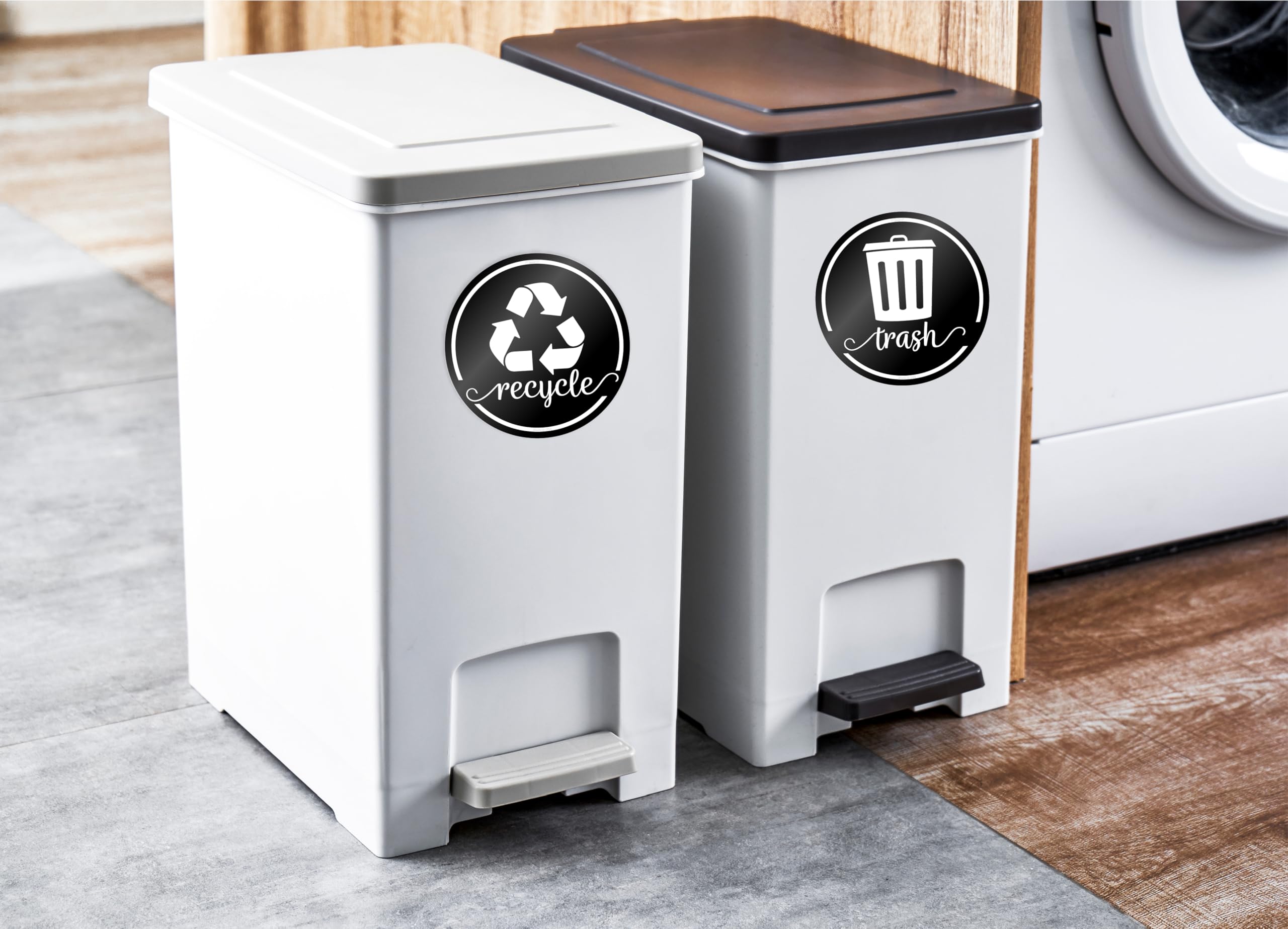Modern Recycling Stickers For Trash Can, 3.5'' Trash And Recycle Stickers, Laminated Recycle Stickers For Trash Bins, Recycle St