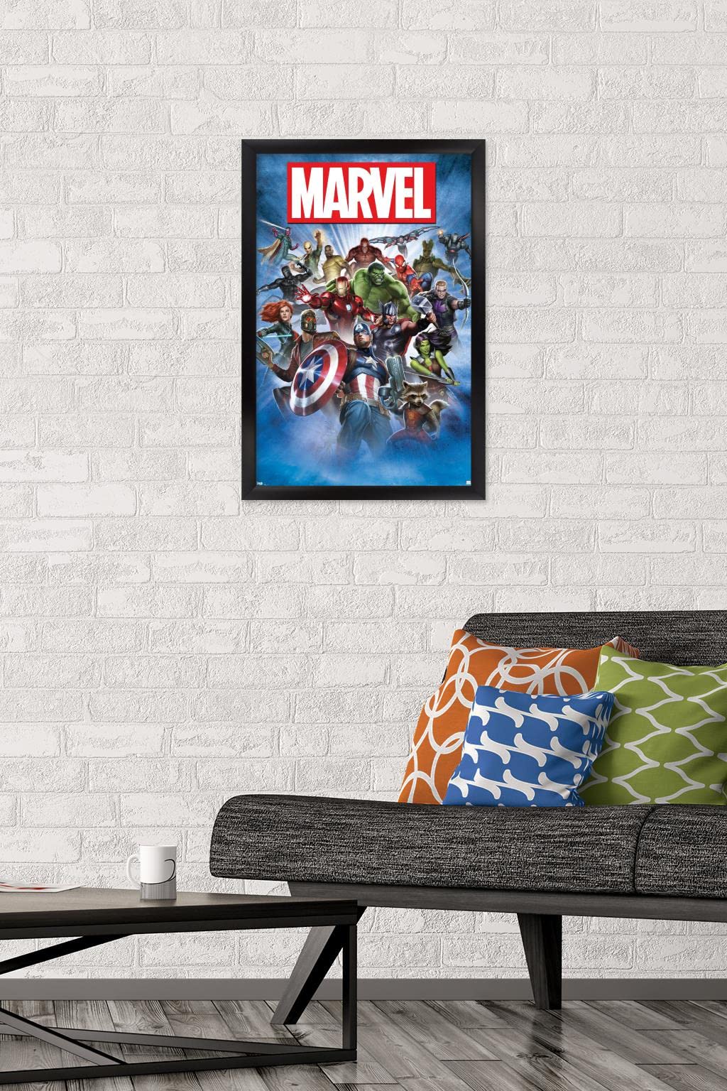 Trends International Marvel Comics - Group Shot Wall Poster, 14.725'' X 22.375'', Black Framed Version