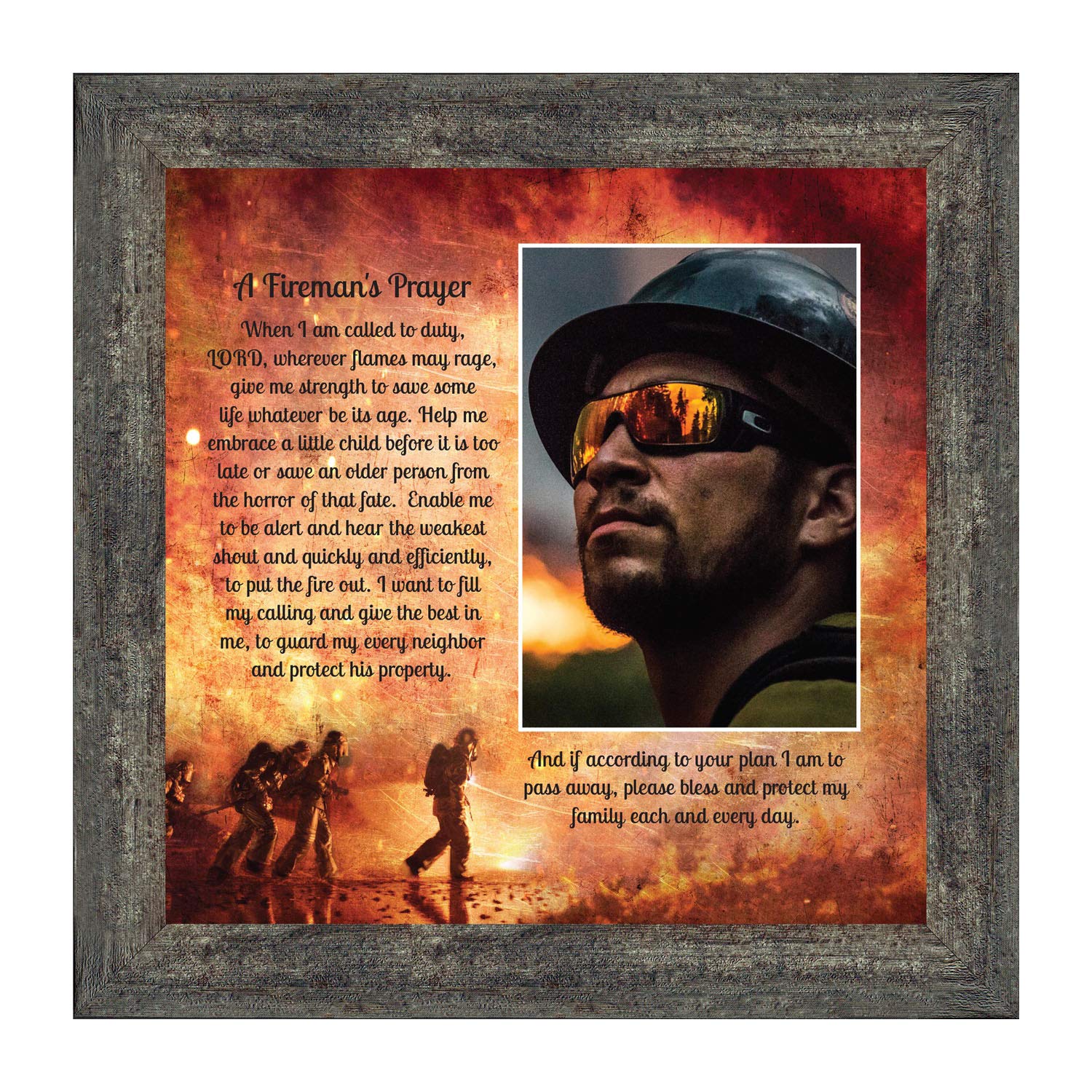 Crossroads Home D  cor Firemans Prayer Picture Frame, Firefighter Decor, Firefighter Graduation Present, 6348BW