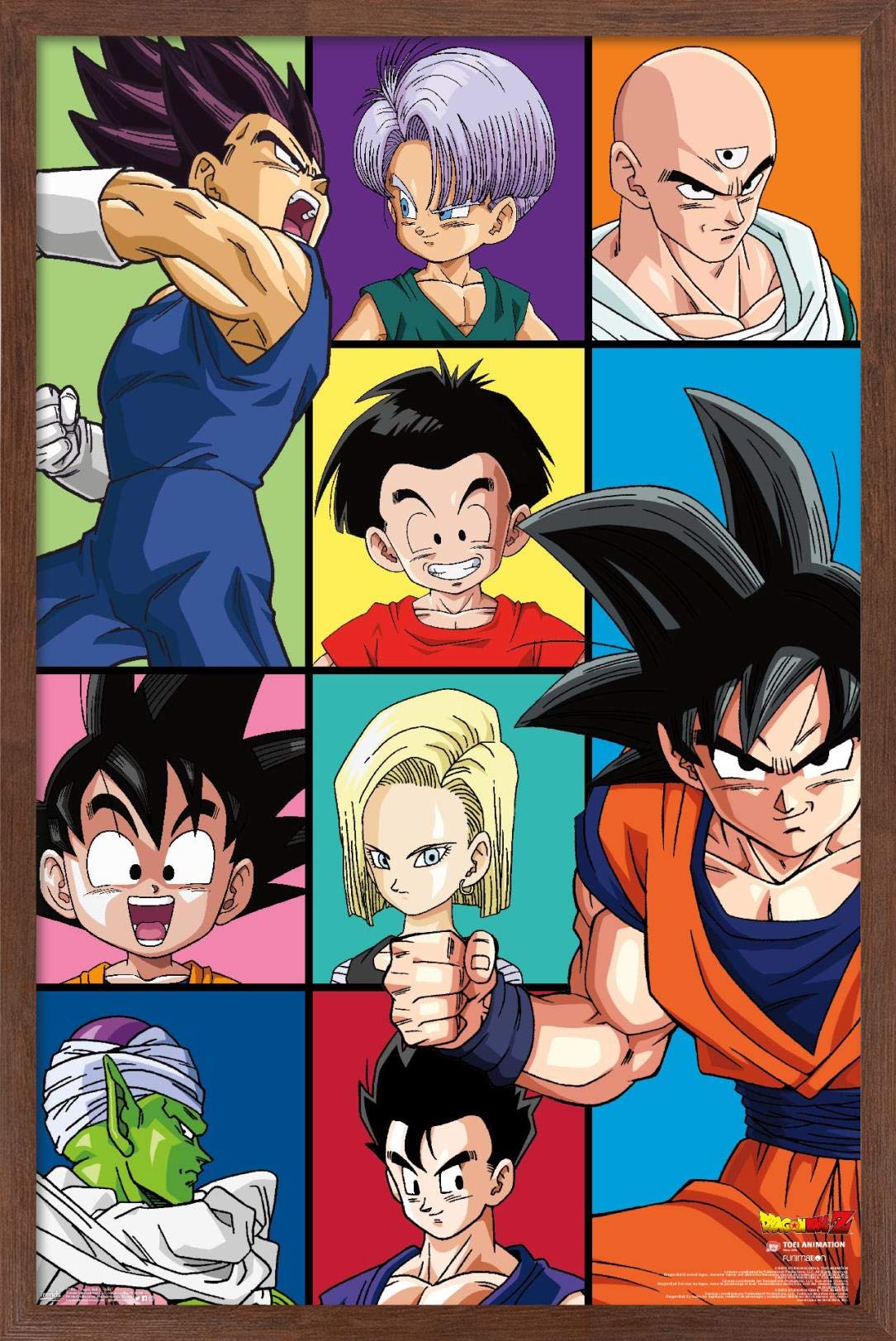 Trends International Dragon Ball Z - Grid Wall Poster, 14.725'' X 22.375'', Mahogany Framed Version