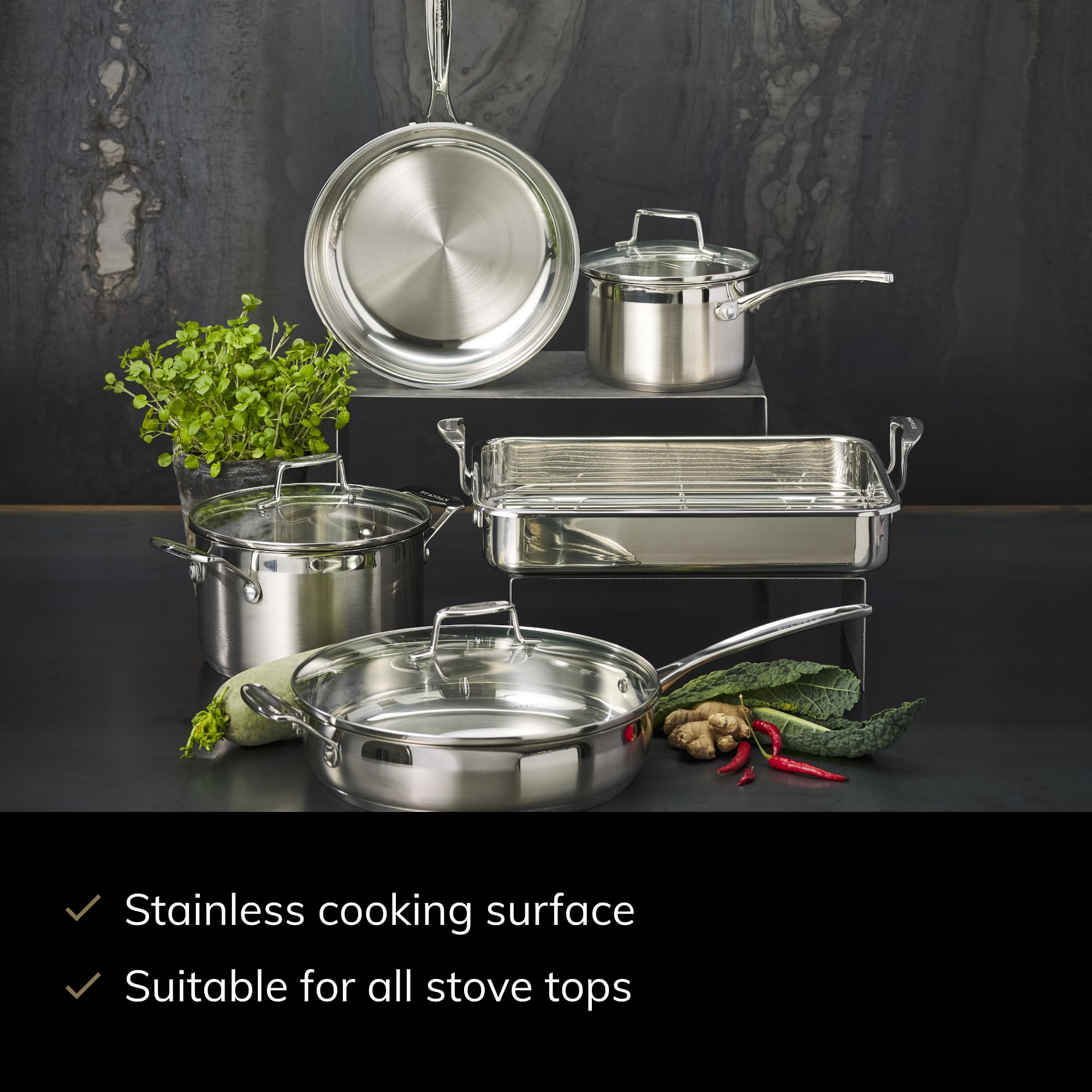 Scanpan Impact 8    Fry Pan - Made Of Durable 18/10 Stainless Steel - Dishwasher & Oven Safe