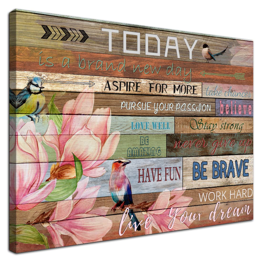 Today is a New Day Inspirational Wall Art for Office Quotes Theme Wall Decor for Women Motivational Canvas Prints Framed Magnolia Picture Poster for Bedroom Inspirational Mothers Day Gifts 12x16