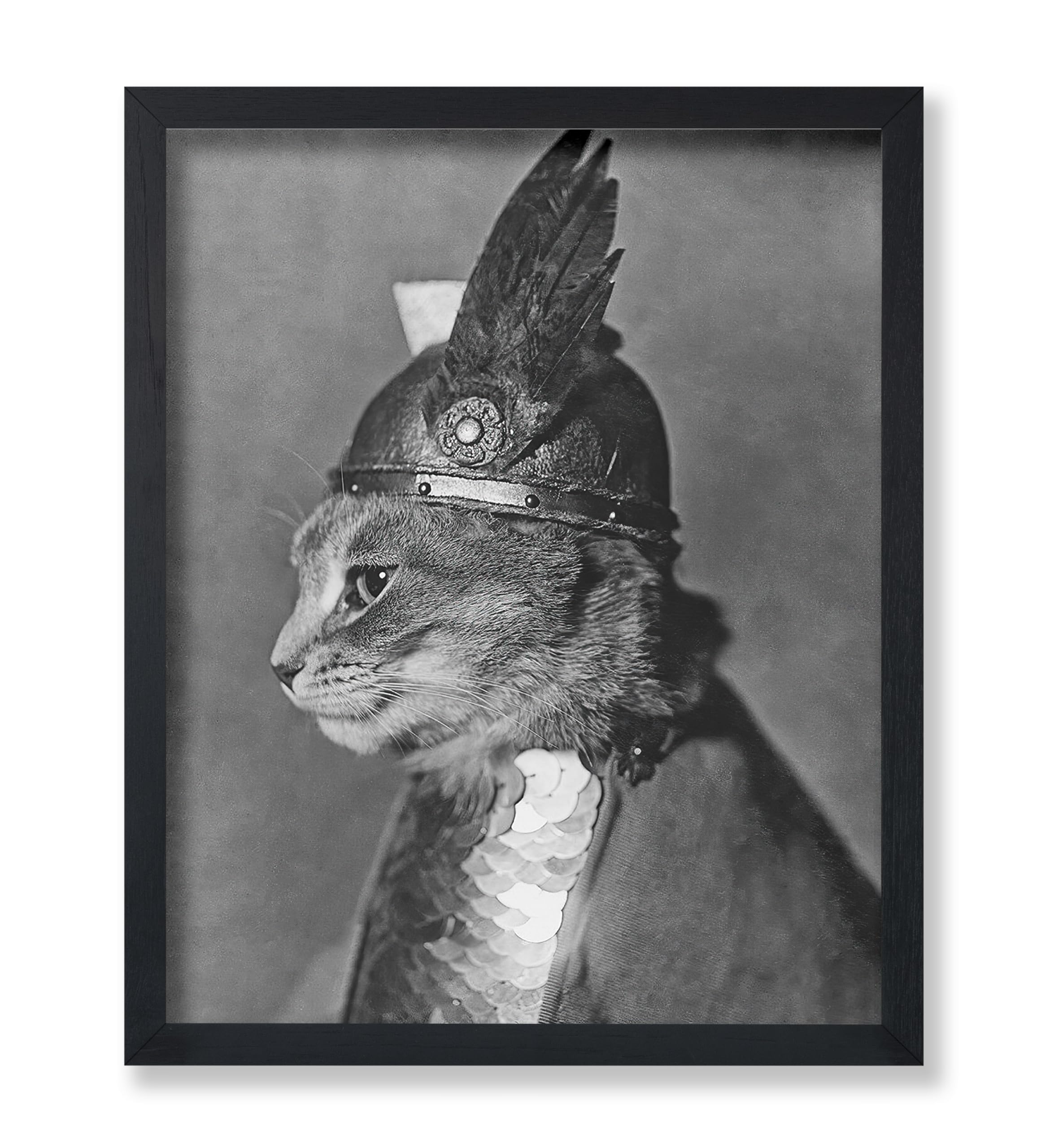 Poster Master Vintage Brunhilde the Cat Poster - Retro Armored Cat with Winged Helmet Print - Funny Gift for Animal Lover - Deco