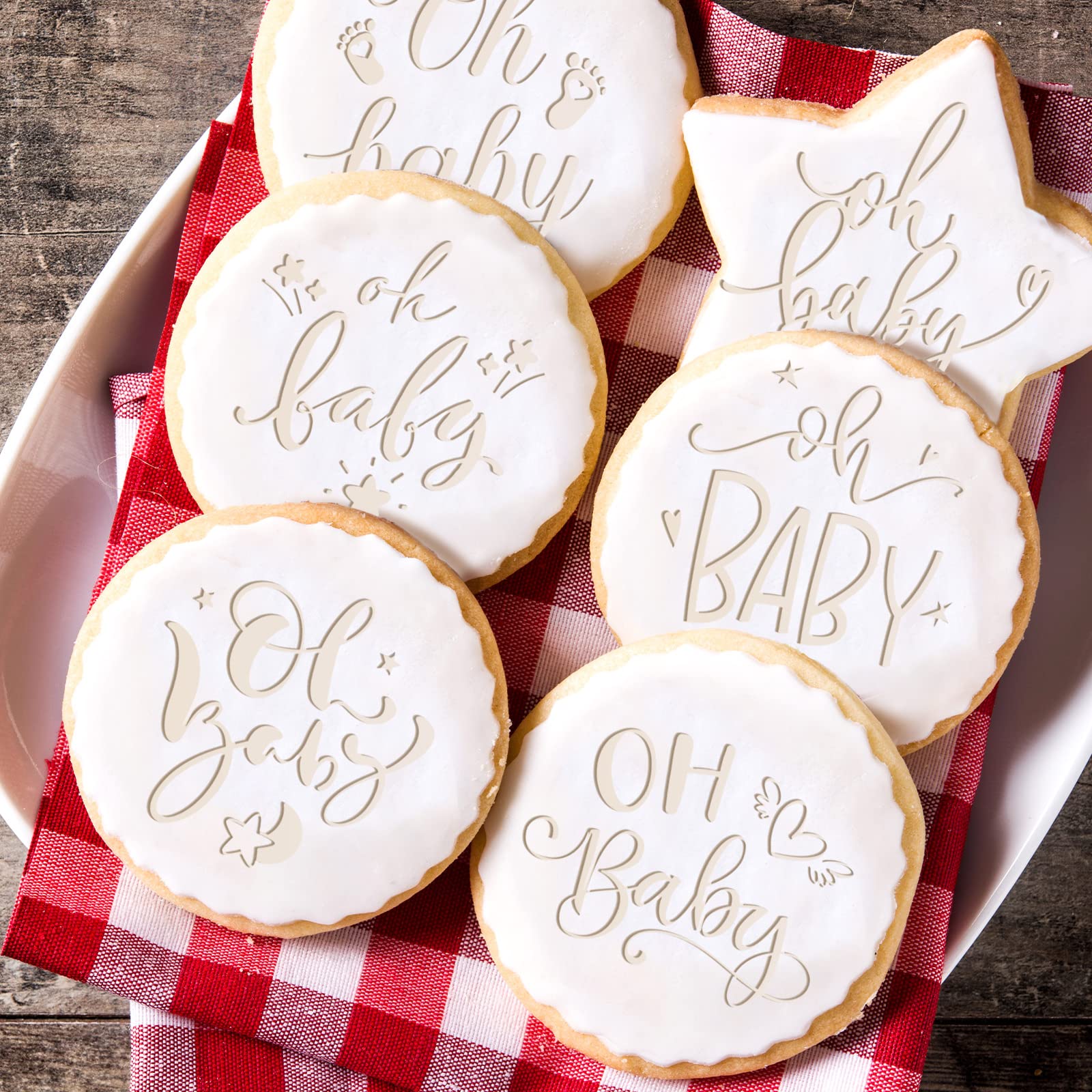 6 Pcs Baby Shower Fondant Embosser Baby Shower Cookie Stamps 3D Design Baby Shower Cookie Cutters Baby Fondant Stamp For Party D