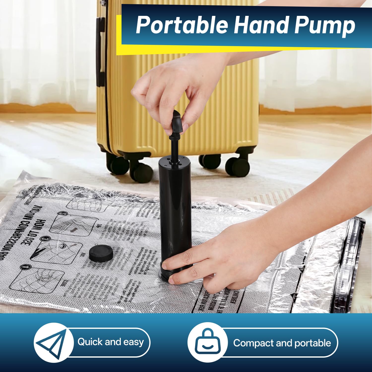 UPGOGO Travel Vacuum Bags for Luggage with Hand Pump,Vacuum Seal Bags for Clothing,Packing Cubes Compression,Cruise Ship and Tra