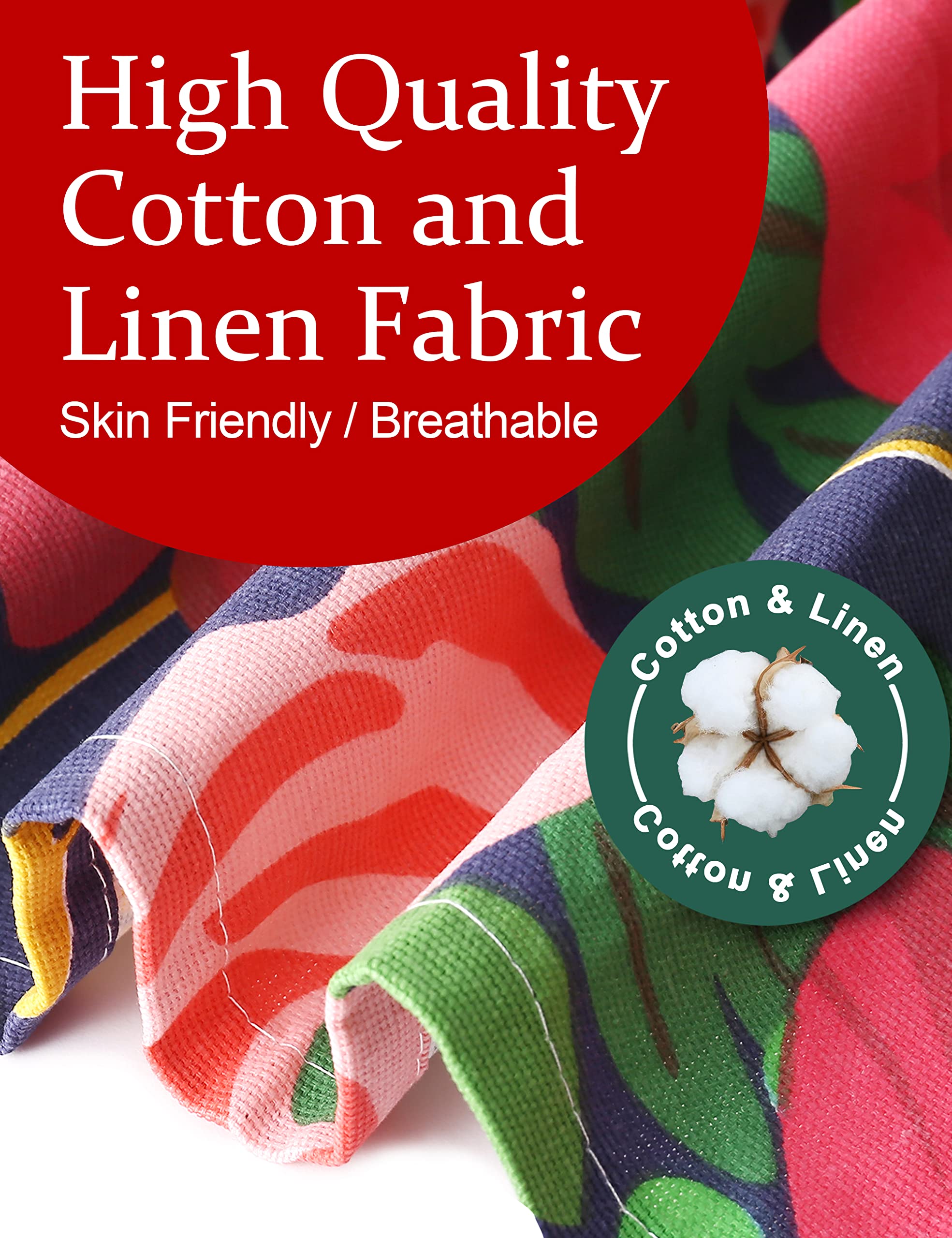 Apronner Cotton Linen Baking Plus Size Aprons For Women With Pockets Kitchen Cooking Red Tulip